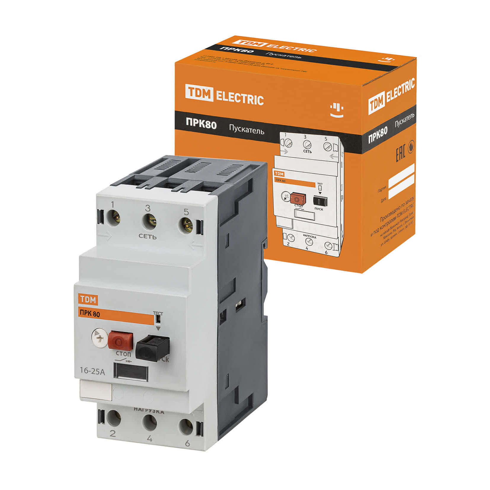 Пускатель ПРК80-25 In=25A Ir=16-25A Ue 660В TDM