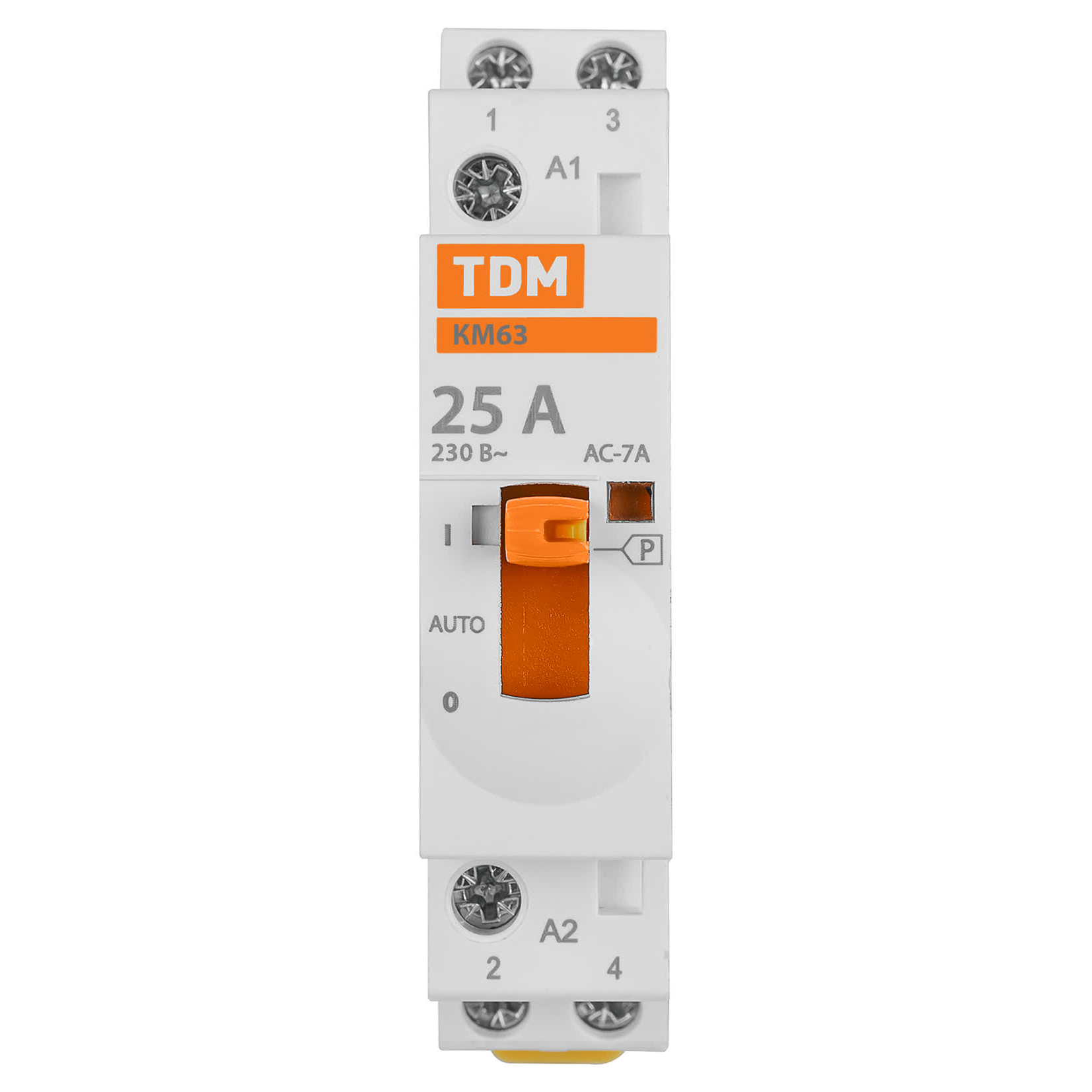 Контактор модульный с ручным управлением КМ63/2-25 2НО 230В АС TDM