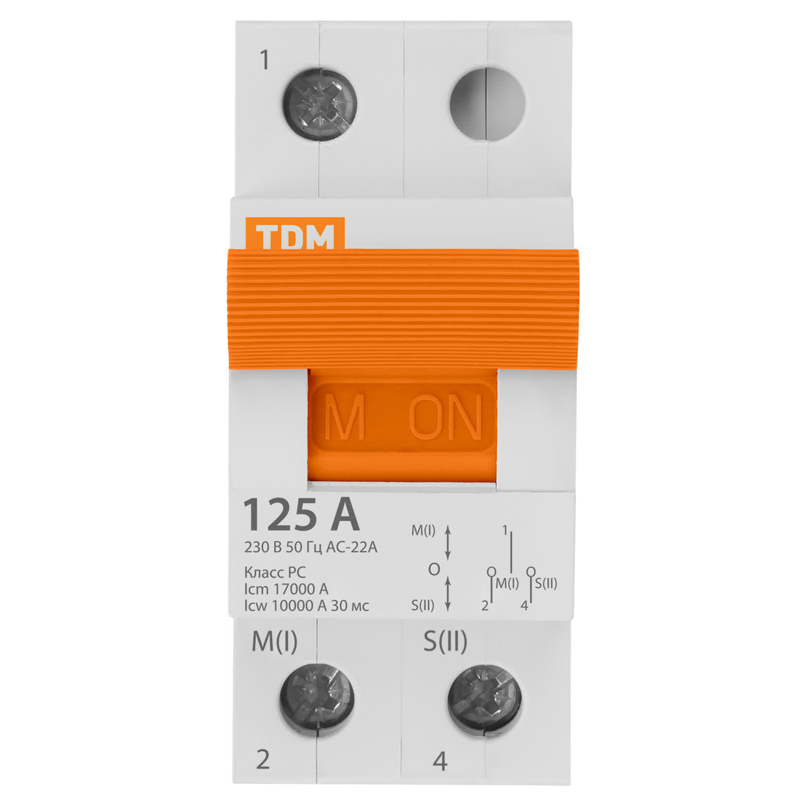 Модульный переключатель трехпозиционный МП-125 1P 125А TDM