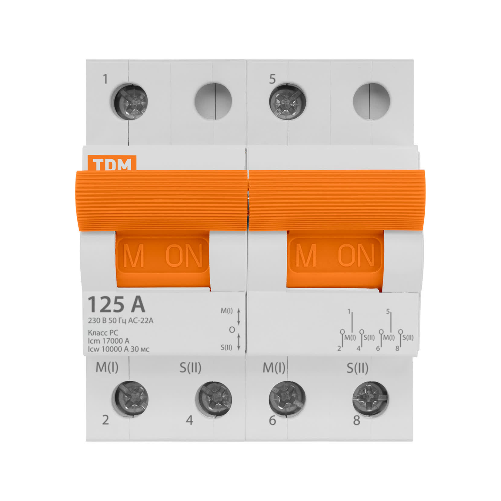 Модульный переключатель трехпозиционный МП-125 2P 125А TDM
