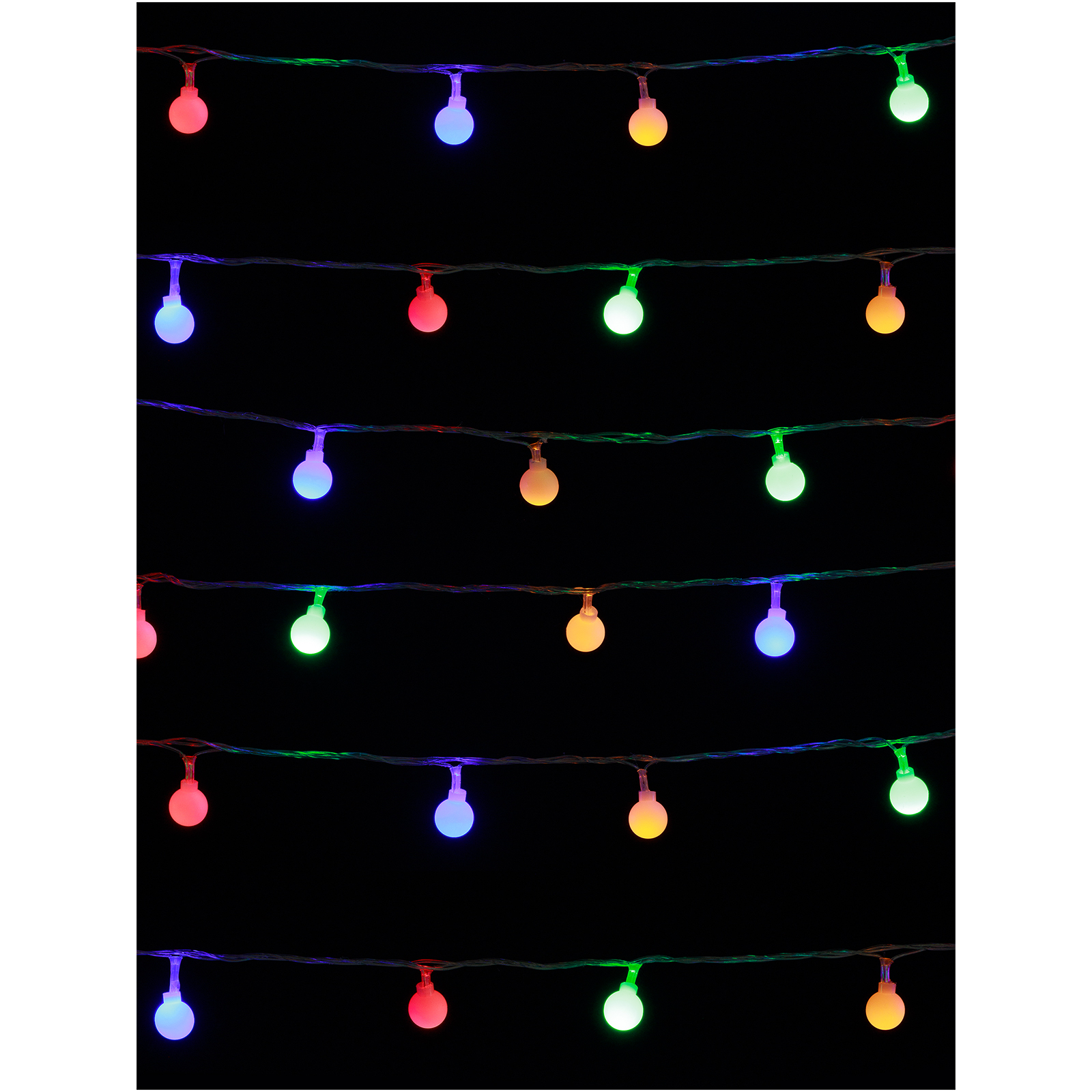 Гирлянда светодиодная "Шарики" 50LED, 5м, 8 режимов, многоцвет., прозр. шнур, 250 В, TDM