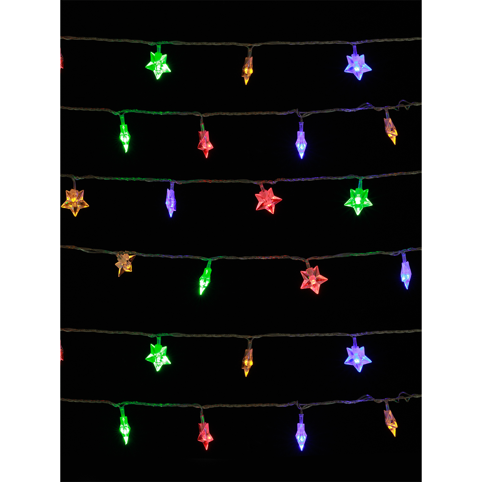 Гирлянда светодиодная "Звездочки" 50LED, 5м, 8 режимов, многоцвет., прозр.шнур, 250 В, TDM