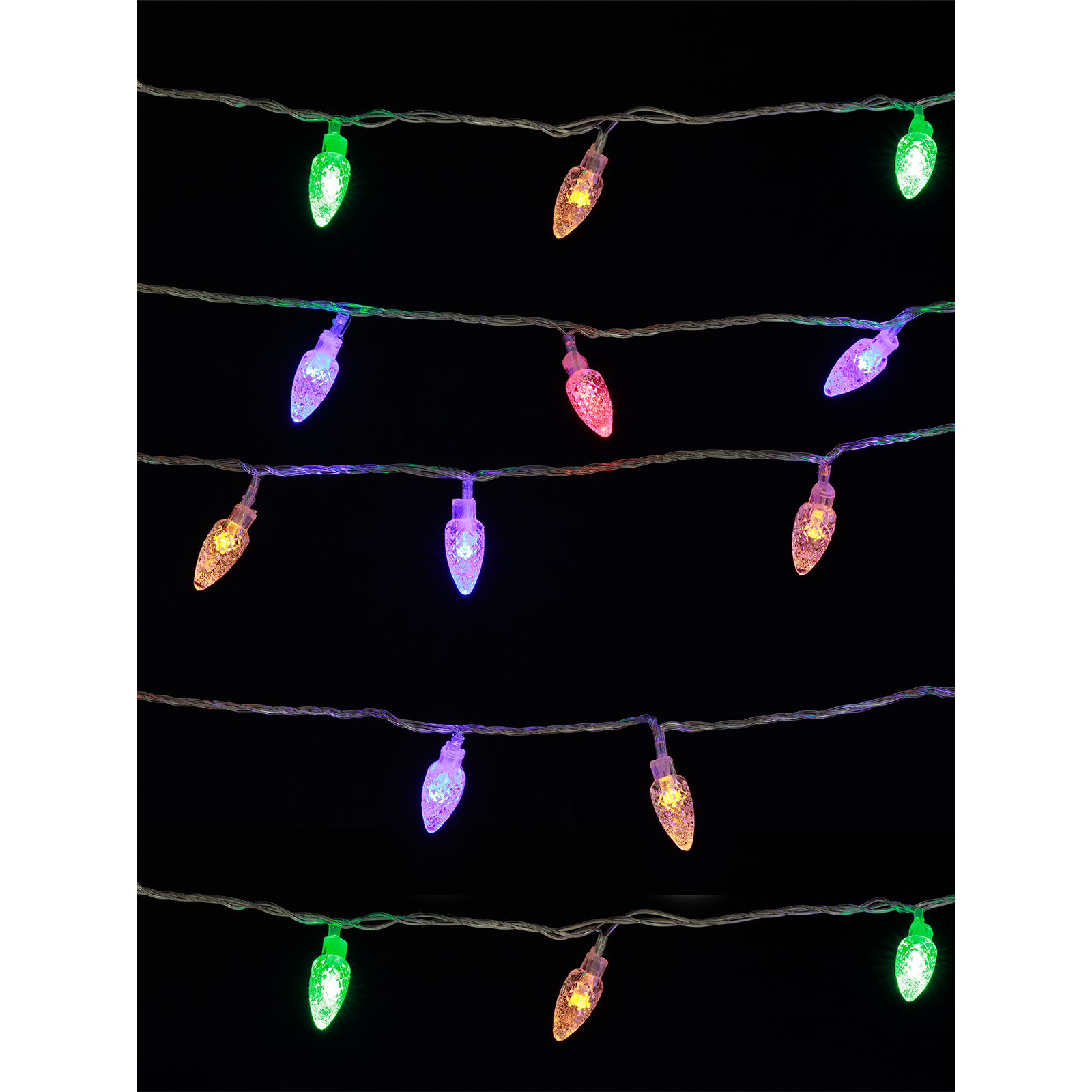 Гирлянда светодиодная "Шишки" 50LED, 5м, 8 режимов, многоцвет., прозр. шнур, 250 В, TDM