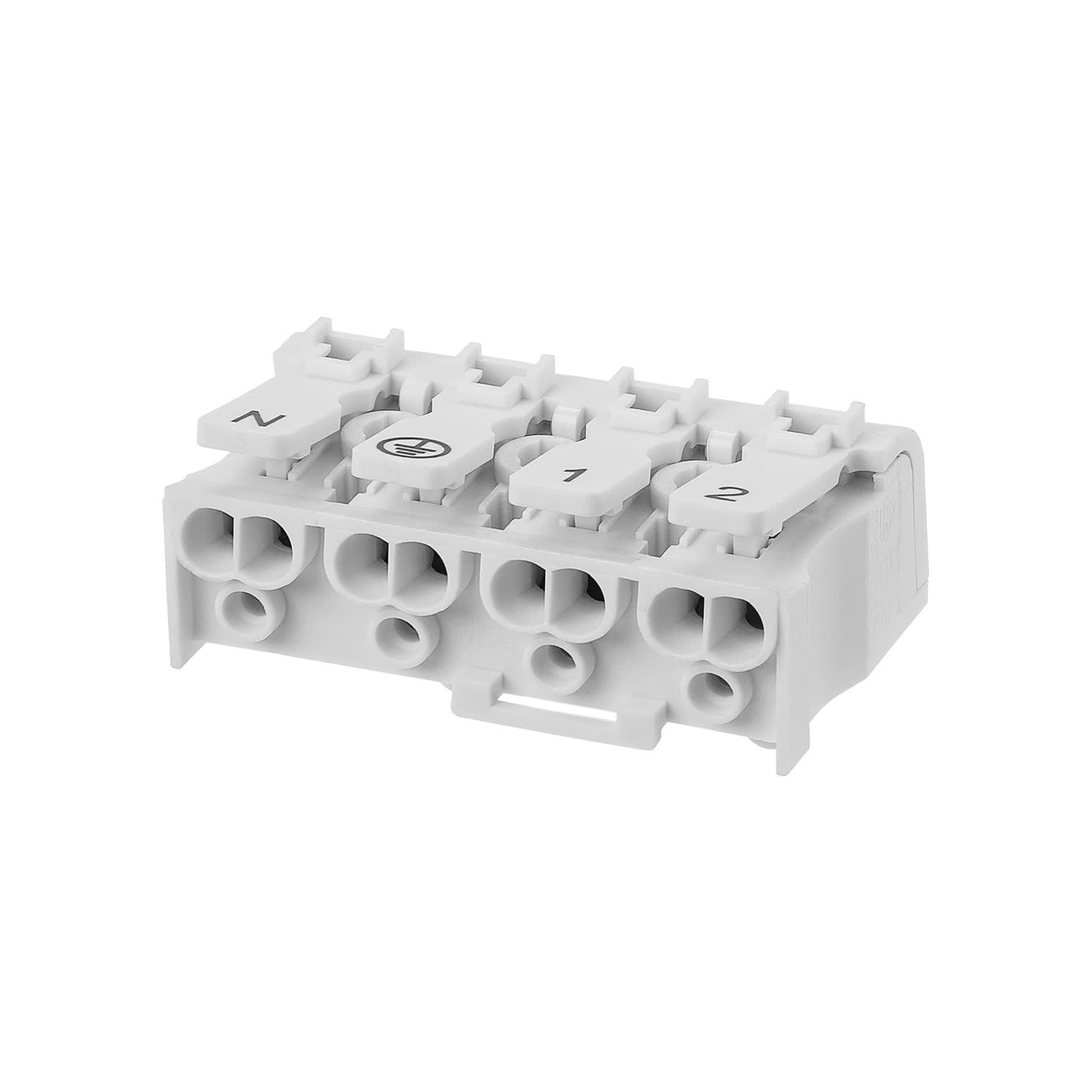 Клемма пружинная соединительная КСПн4-2L+N+PE, 16 A, с монтажной ножкой TDM