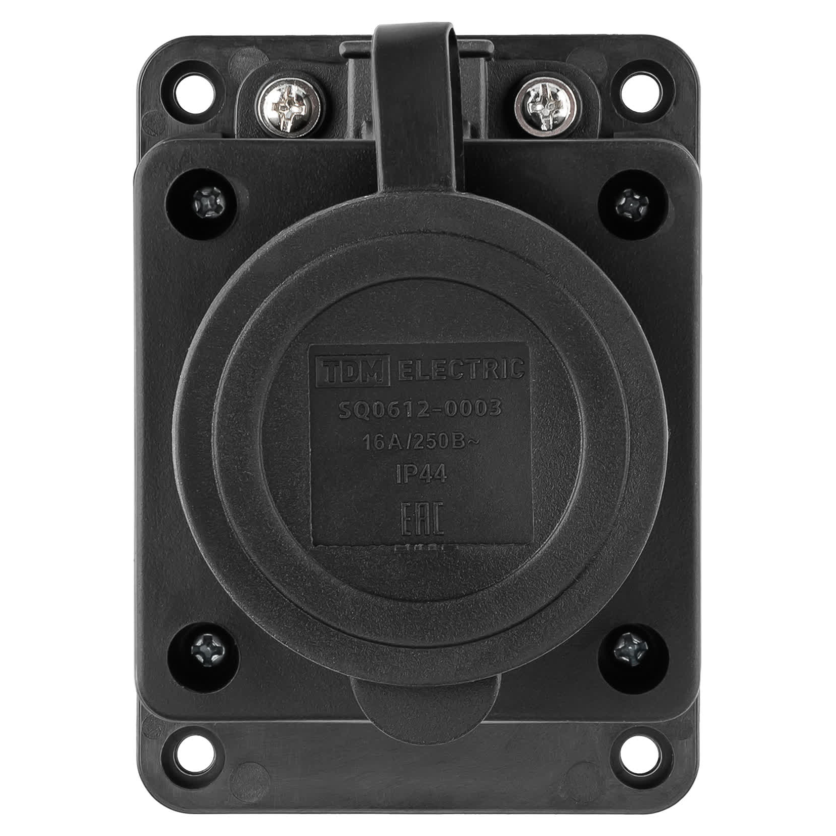Розетка настенная с заглушкой каучук 2Р+РЕ 16А 250В IP44 TDM