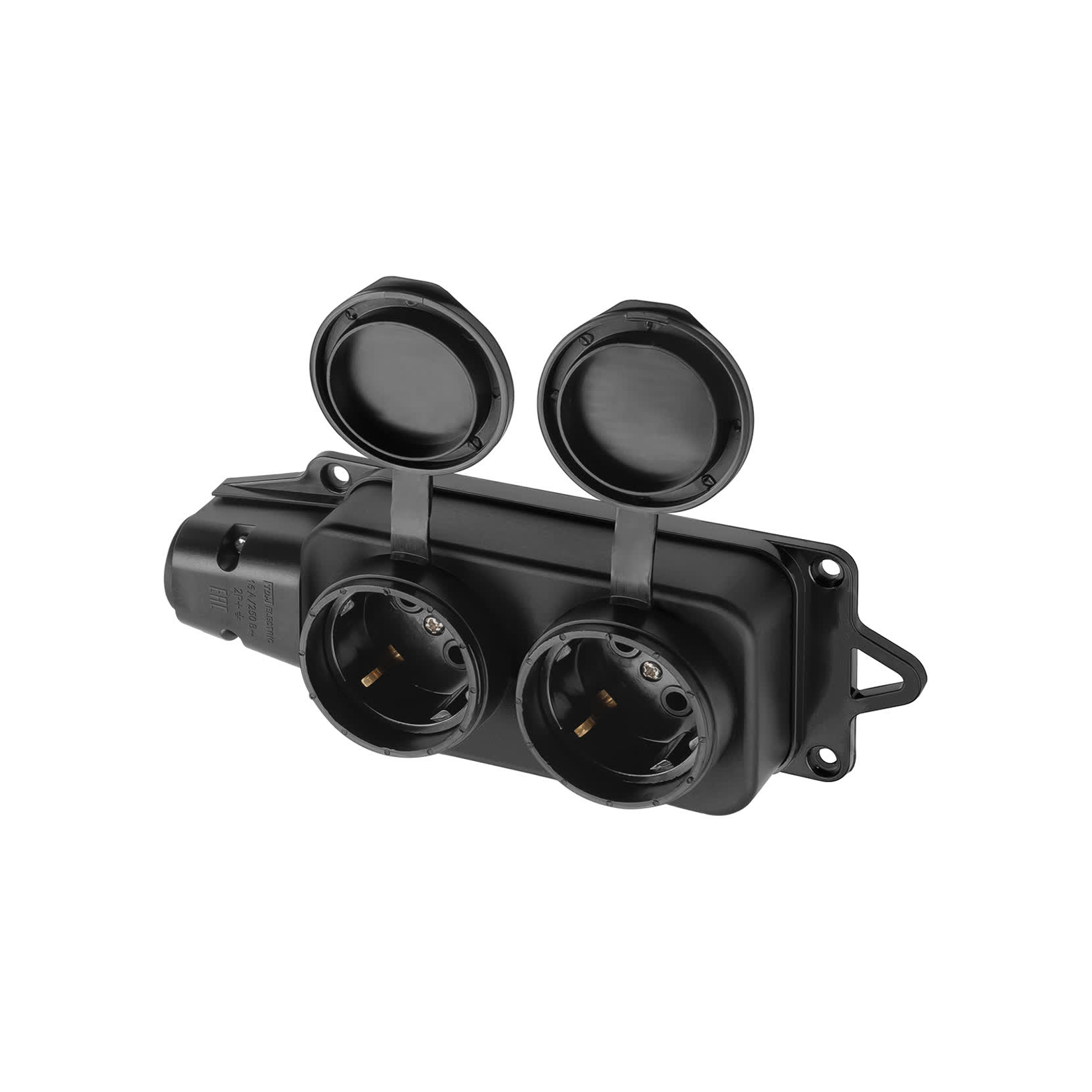 Розетка двухместная с заглушками каучук 2Р+РЕ 16А 250В IP44 TDM