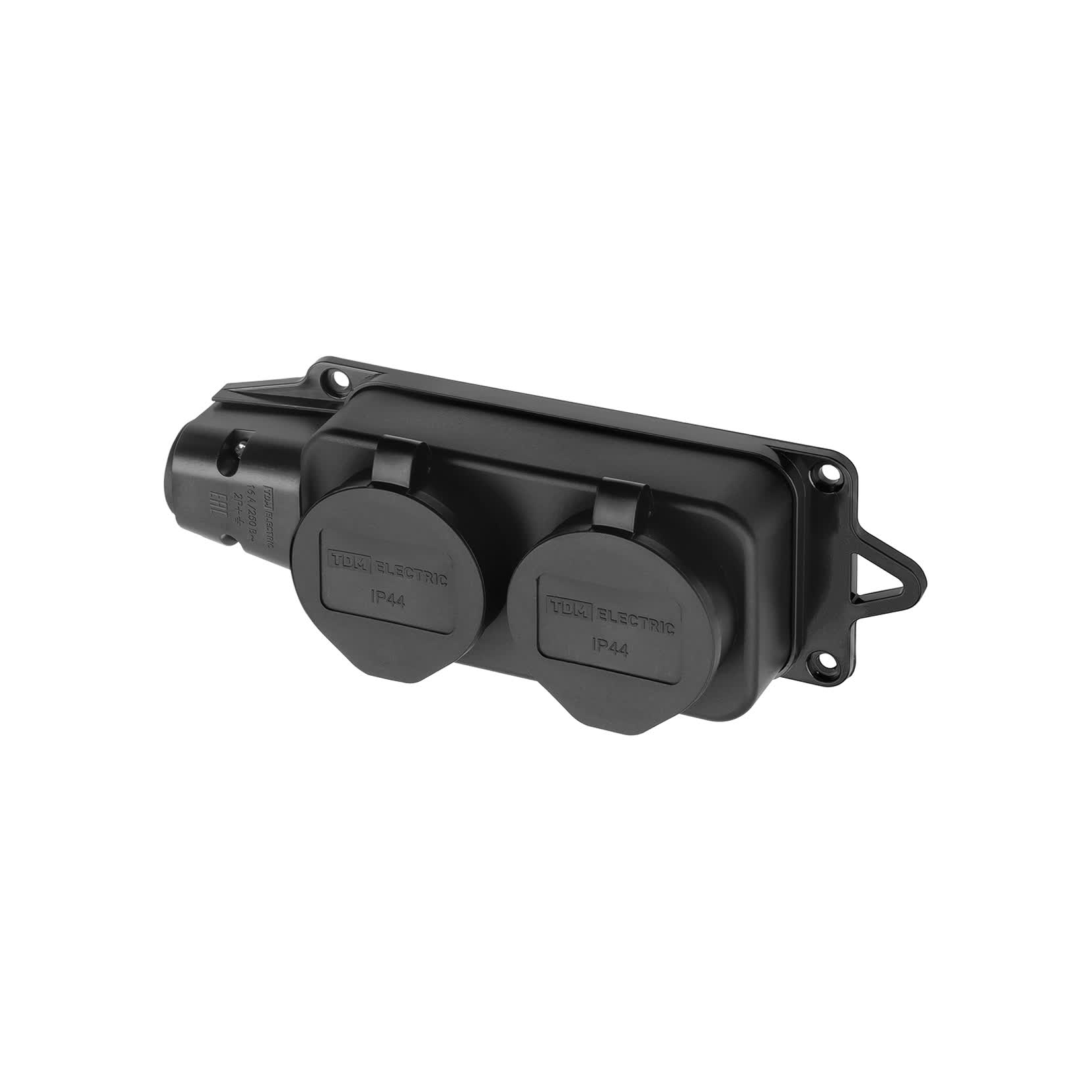 Розетка двухместная с заглушками каучук 2Р+РЕ 16А 250В IP44 TDM
