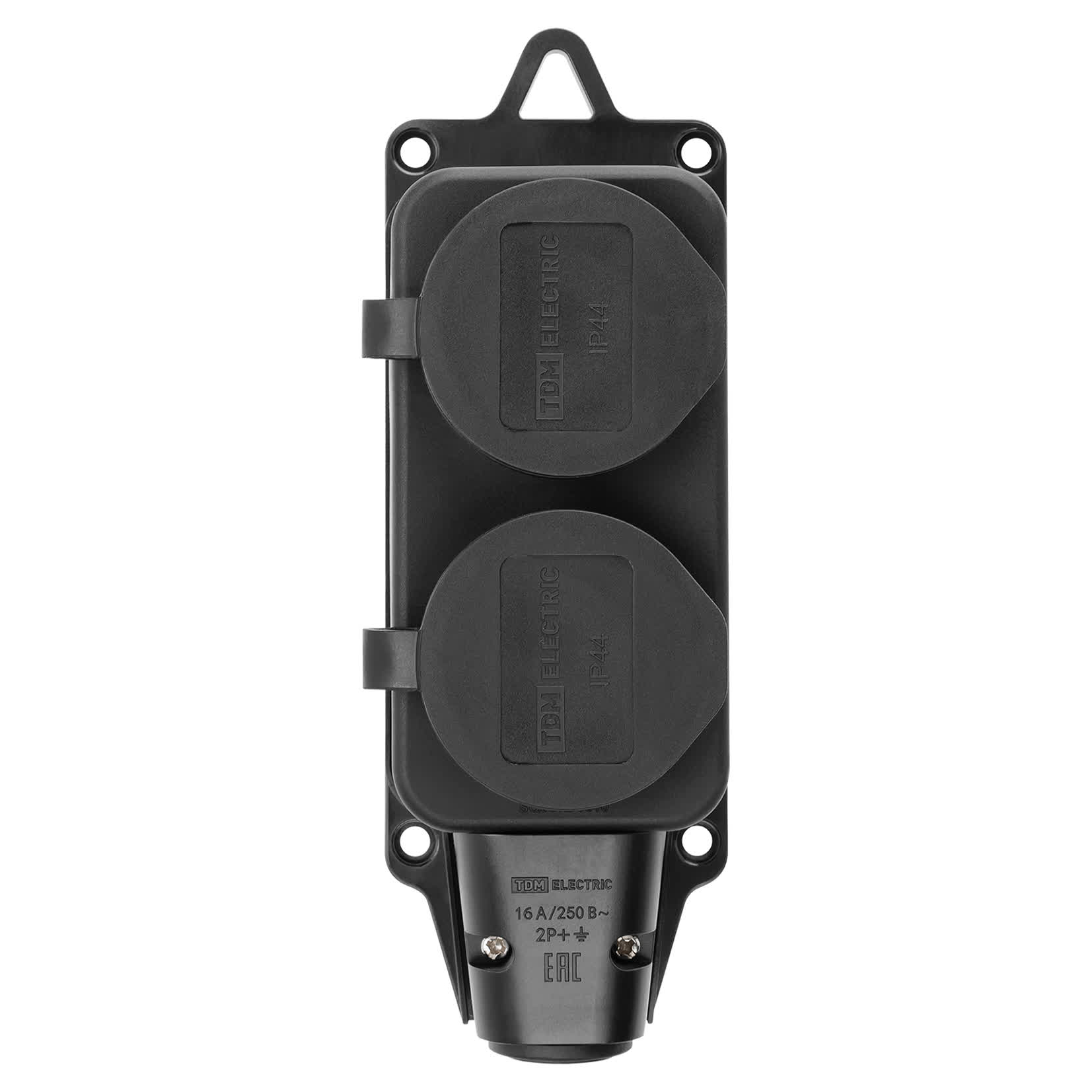 Розетка двухместная с заглушками каучук 2Р+РЕ 16А 250В IP44 TDM
