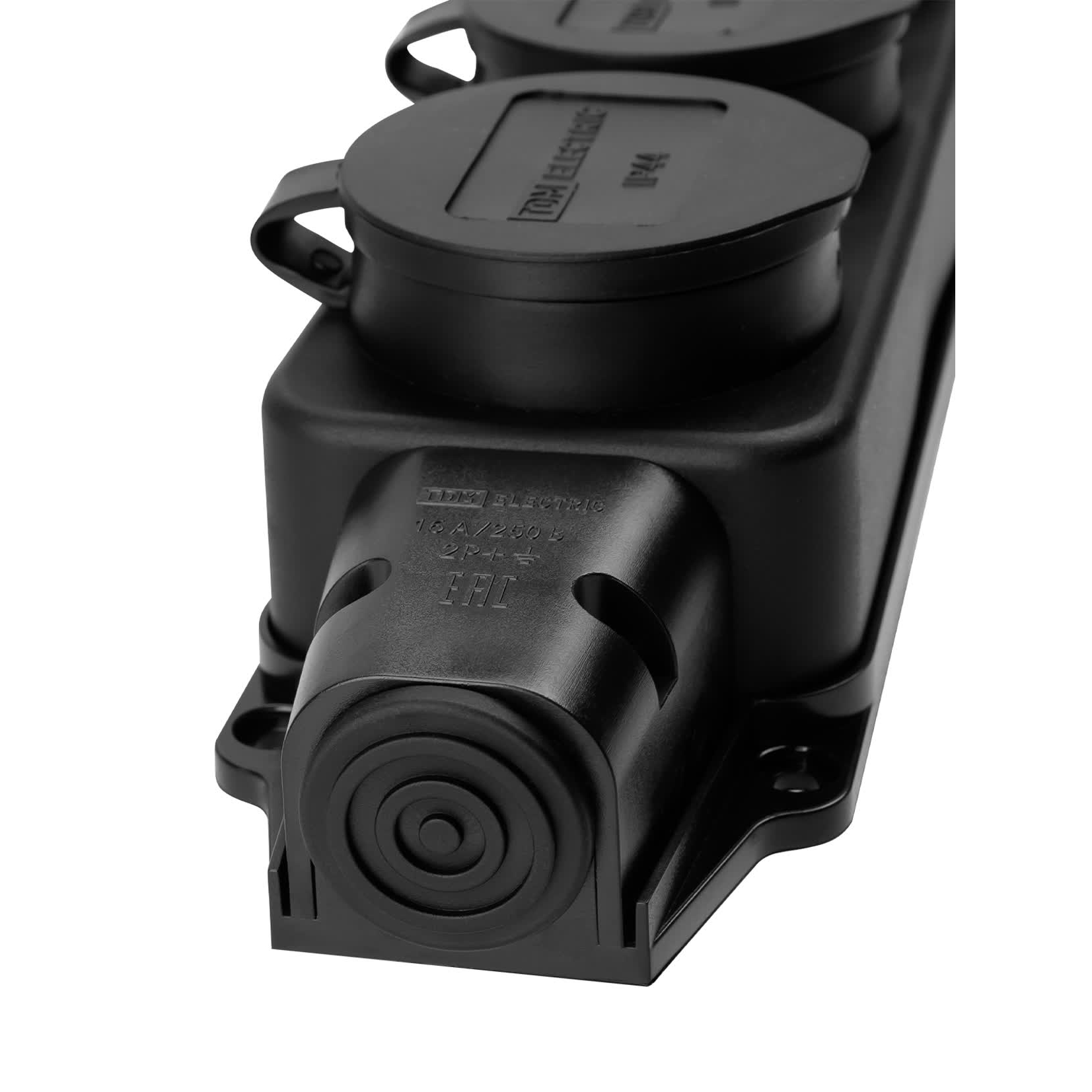 Розетка двухместная с заглушками каучук 2Р+РЕ 16А 250В IP44 TDM