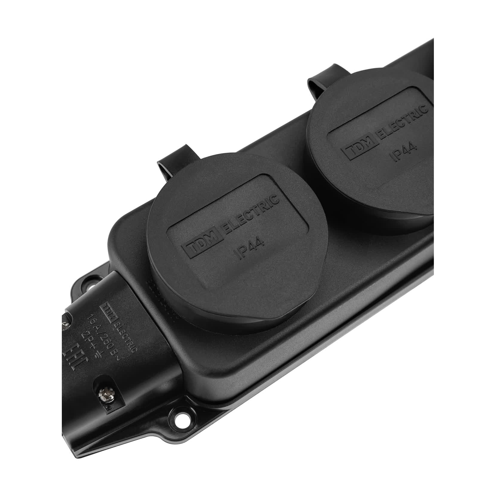 Розетка двухместная с заглушками каучук 2Р+РЕ 16А 250В IP44 TDM
