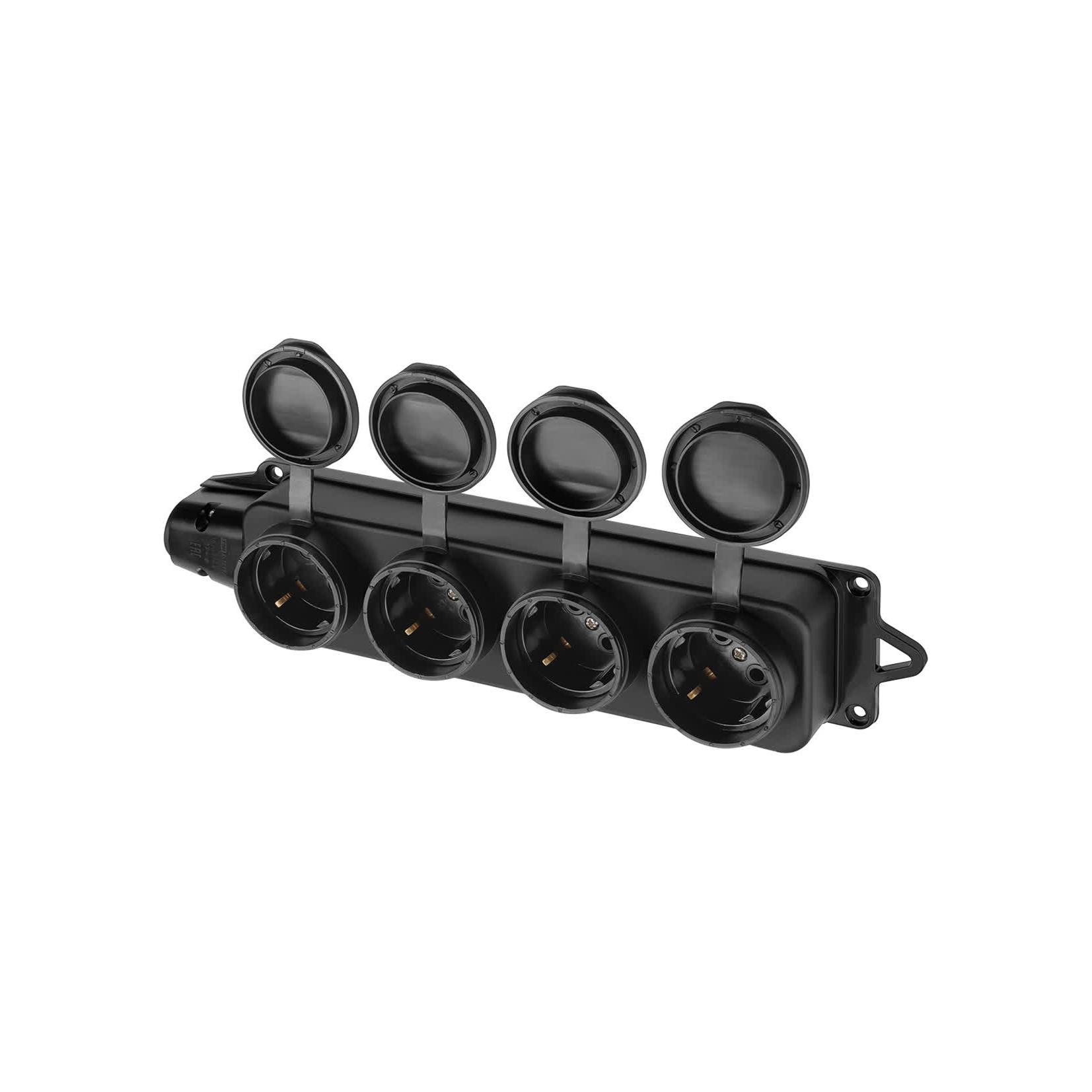 Розетка четырехместная с заглушками каучук 2Р+РЕ 16А 250В IP44 TDM