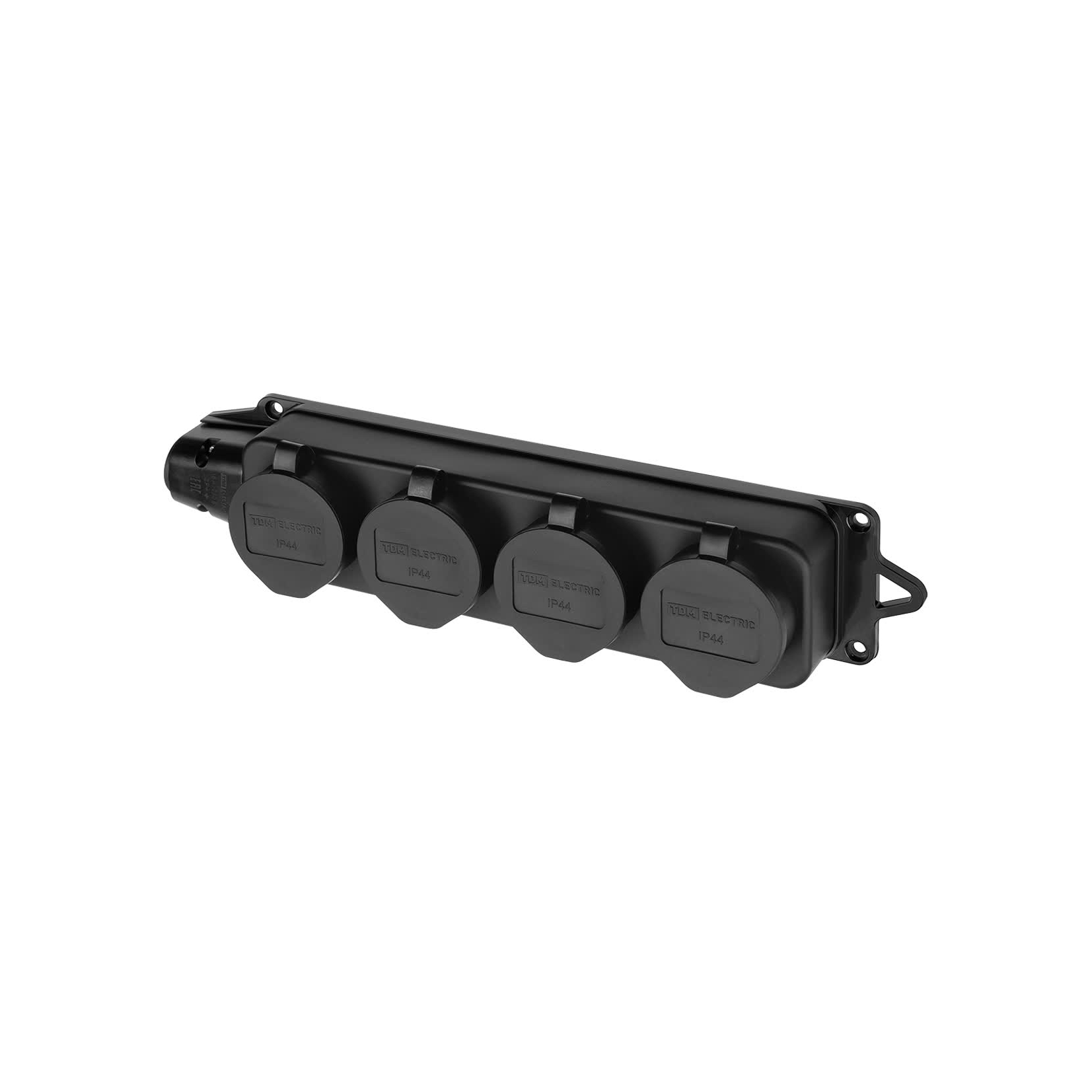 Розетка четырехместная с заглушками каучук 2Р+РЕ 16А 250В IP44 TDM