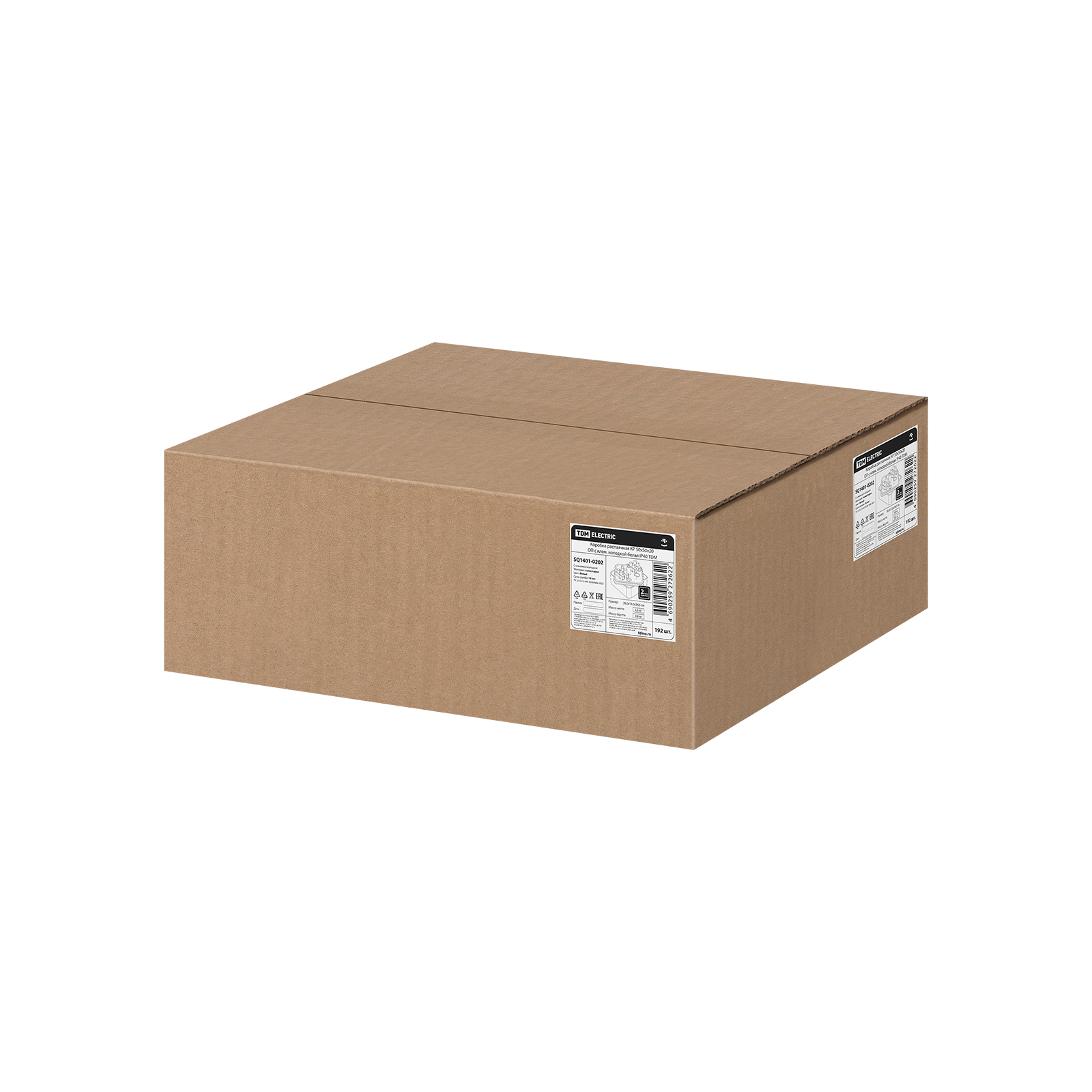 Коробка распаячная КР 50х50х20 ОП с клем. колодкой белая IP40 TDM