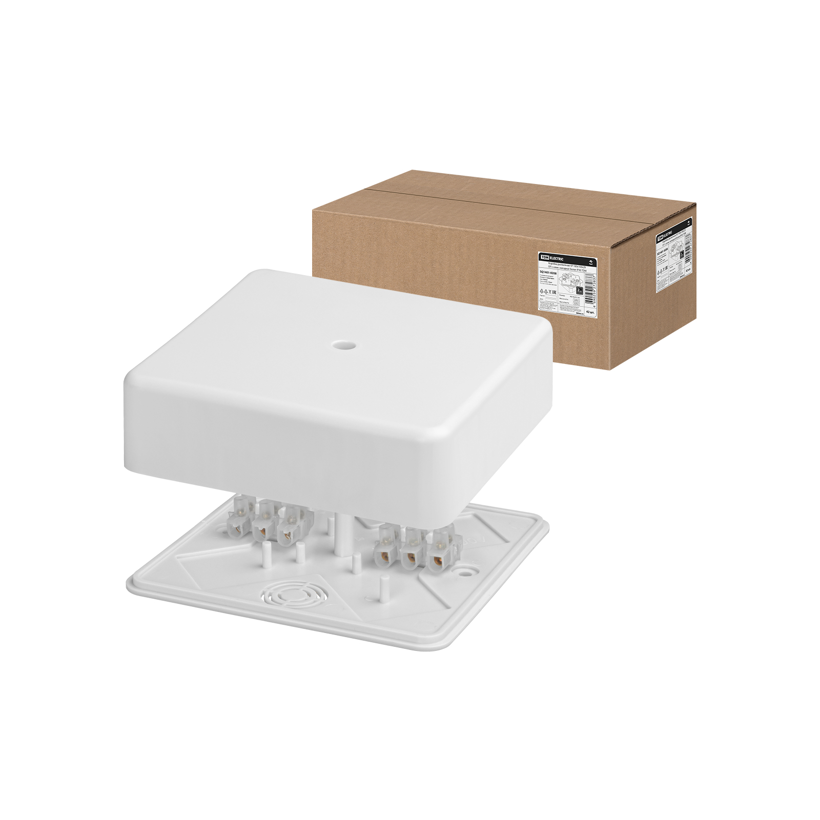 Коробка распаячная КР 100х100х29 ОП с клем. колодкой белая IP40 TDM
