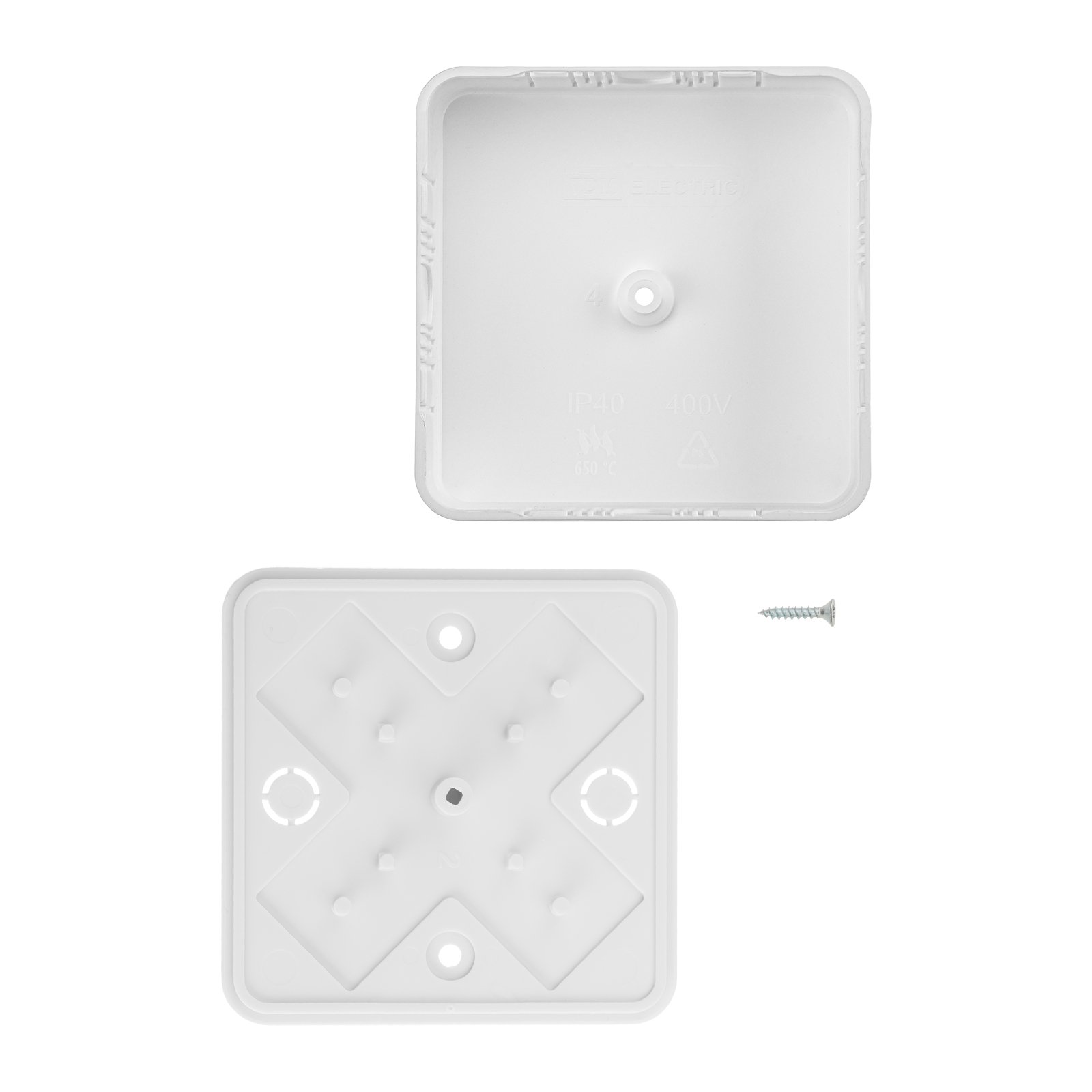 Коробка распаячная КР 75х75х20 ОП белая, IP40, инд. штрихкод TDM