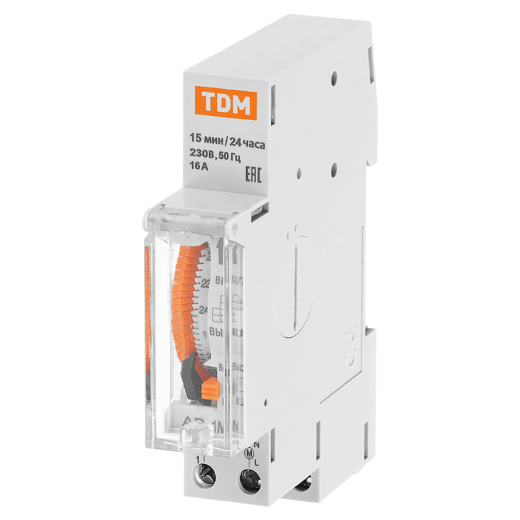 Аналоговое суточное реле 1 модуль на DIN-рейку АР-1М-15мин/24ч-16А-DIN TDM