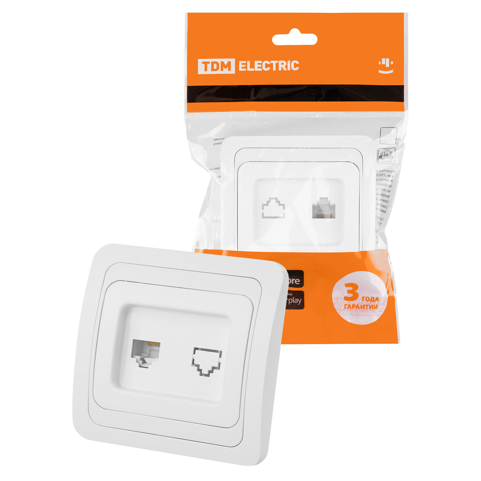 Розетка компьютерная RJ-45 белая "Валдай" TDM