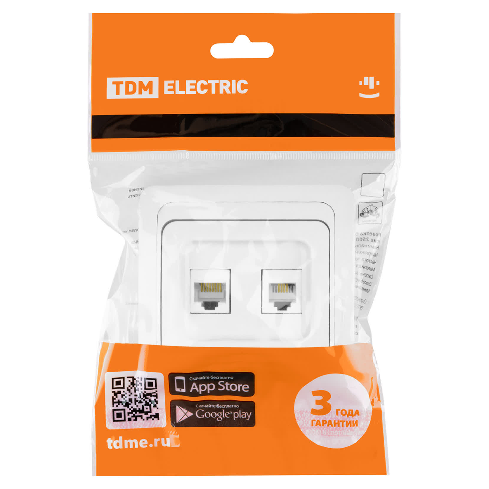 Розетка компьютерная RJ-45 + TФ (RJ-11) белая "Валдай" TDM