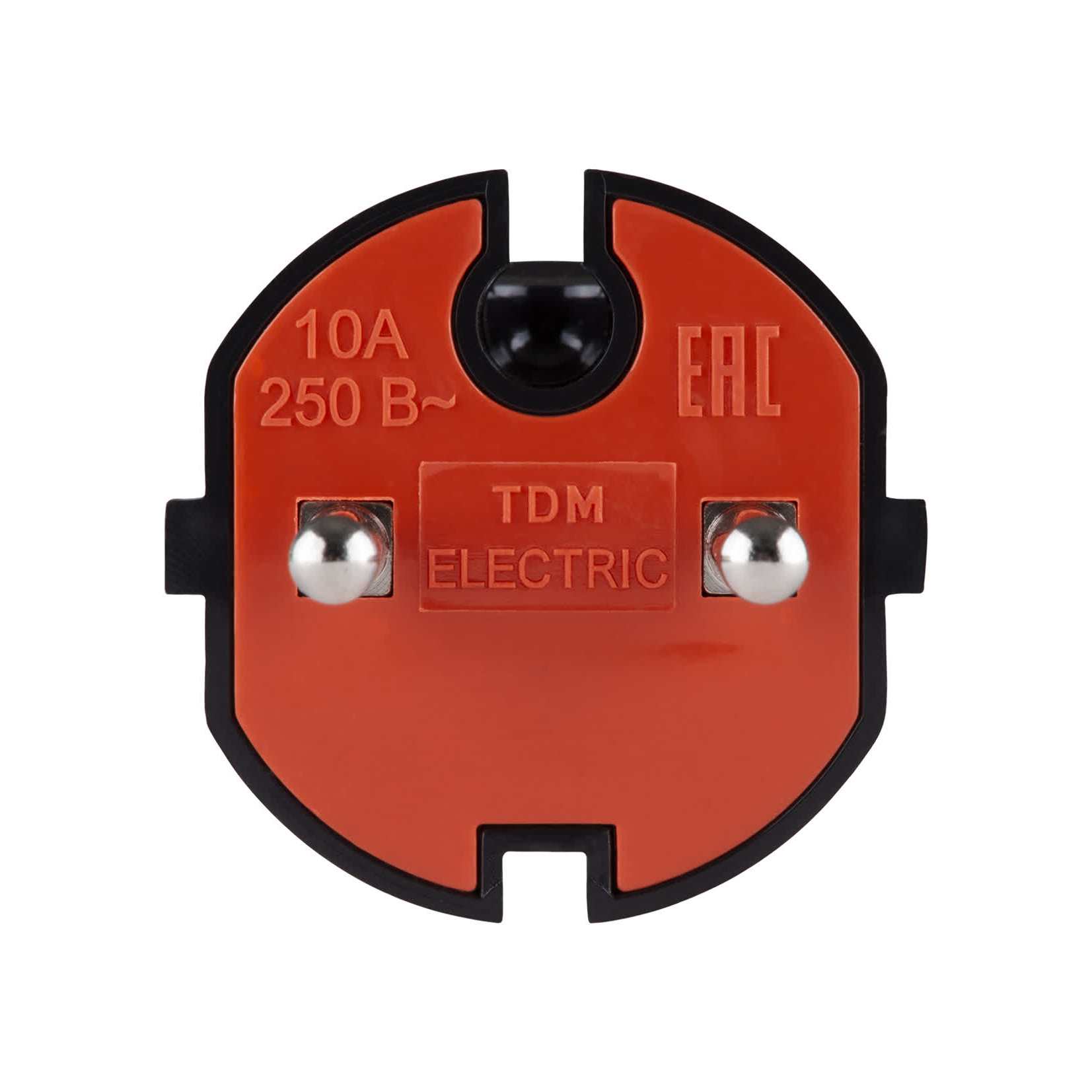 Вилка б/з черная с красной вставкой 10А 250В TDM