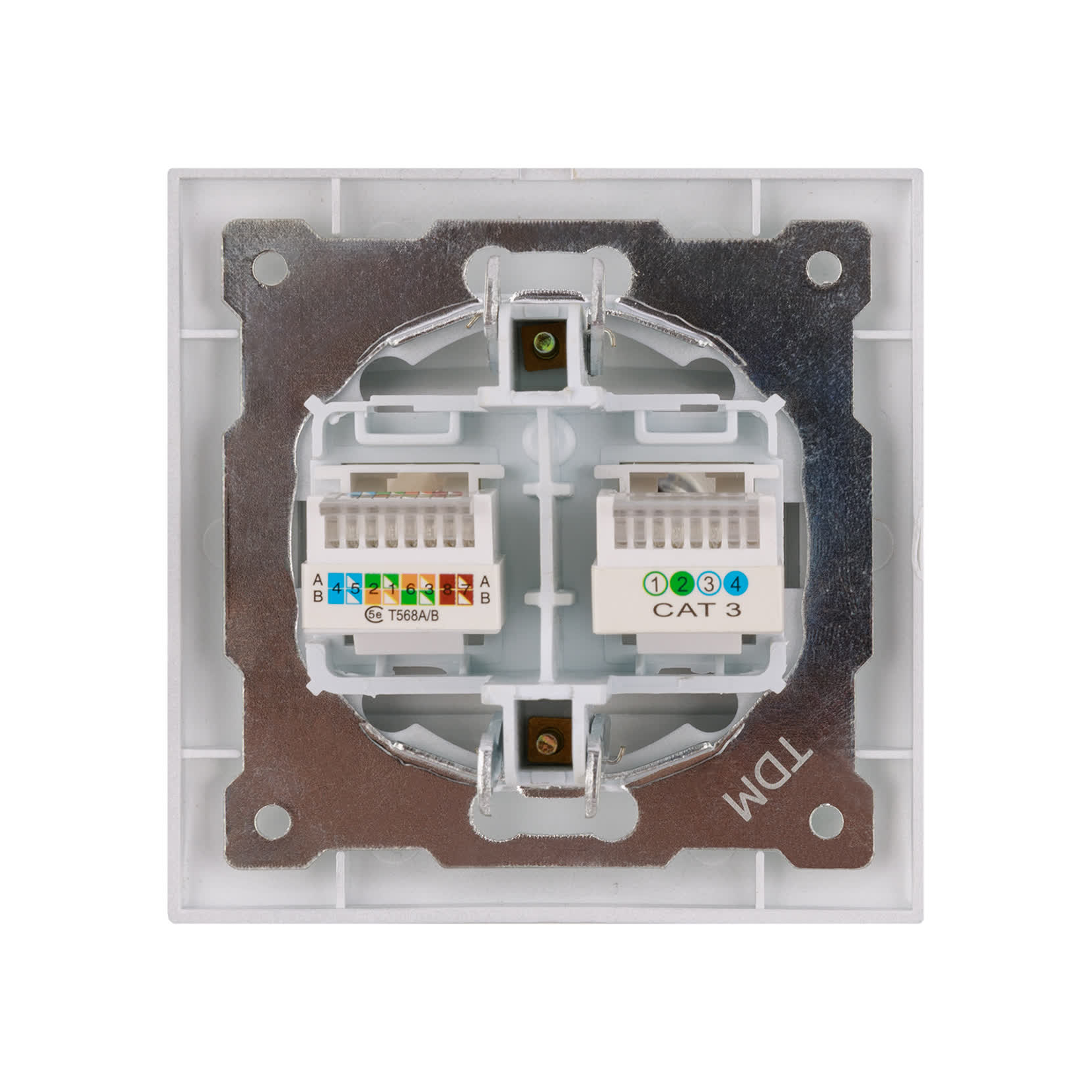 Розетка телефонная RJ11 + компьютерная RJ45 серебр. металлик "Лама" TDM
