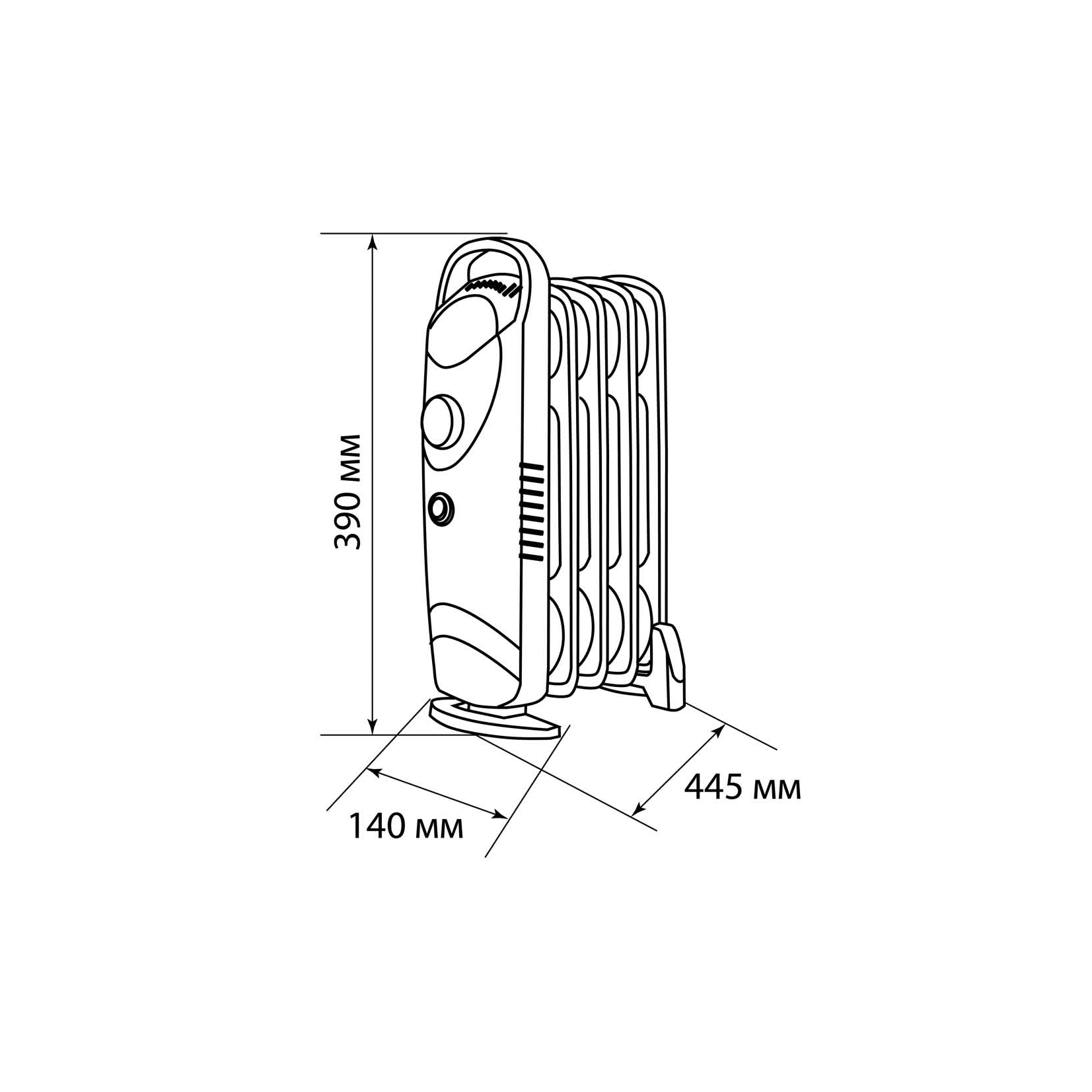 Масляный обогреватель МИНИ-11, 1200 Вт, 11 секций с термостатом