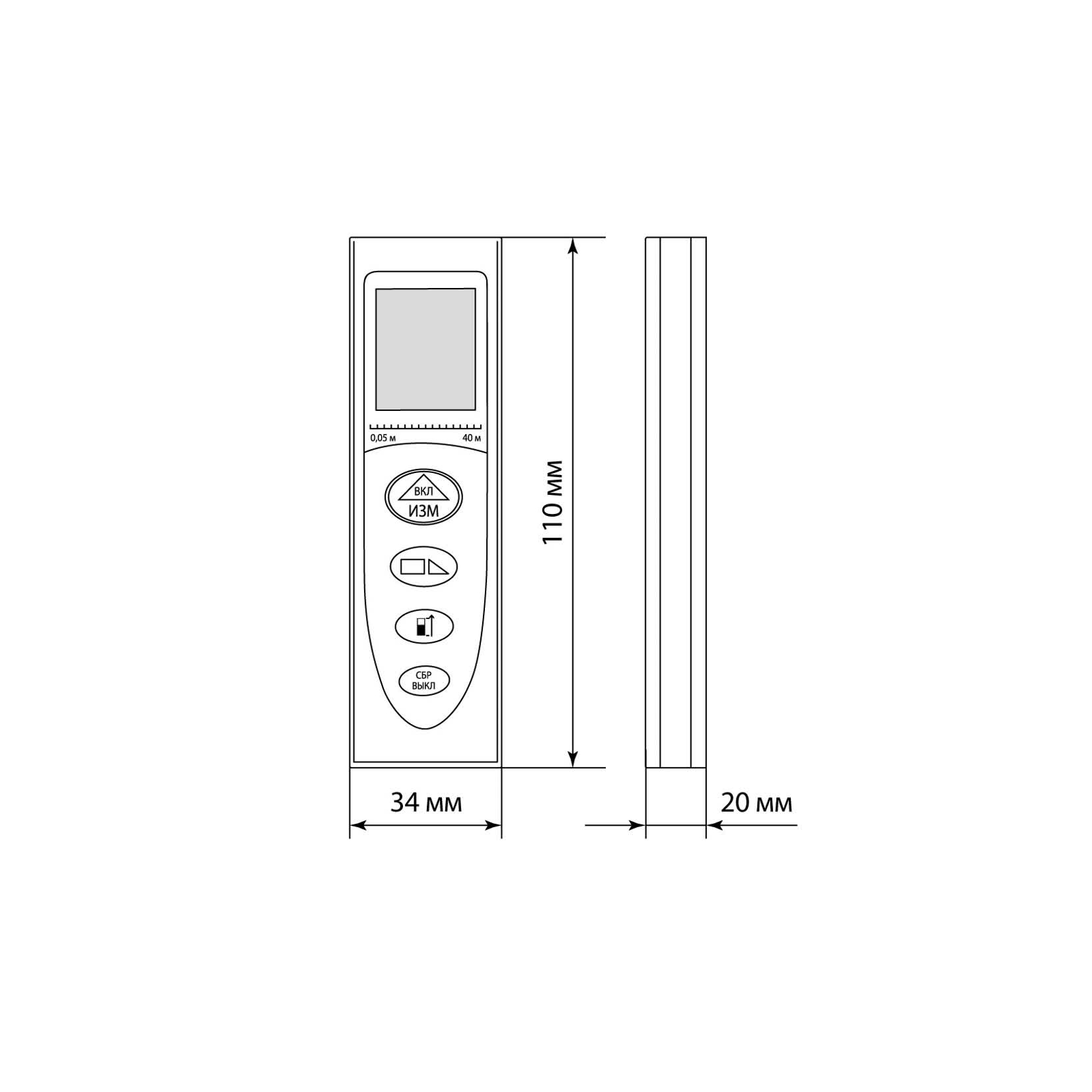 SQ1018-0202 Лазерная рулетка ЛР-60, дальность 60 м, точность 2 мм, подсветка, IP54, 2хAAA, “Алмаз” TDM