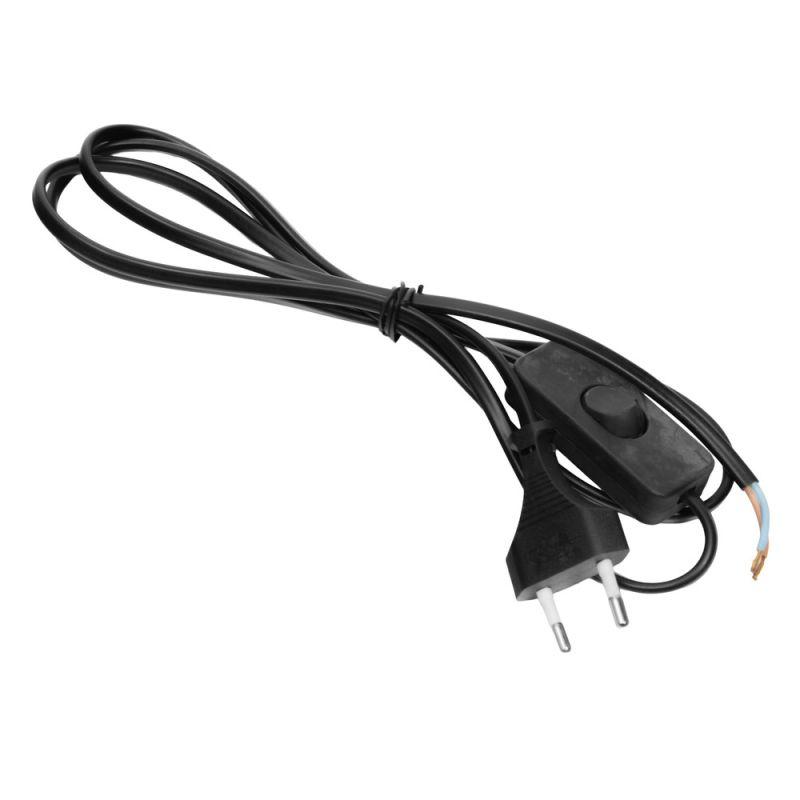 Volsten S-LRBK, Черный (сетевой кабель с плоской вилкой,выключатель,без земли, 1.5 м)