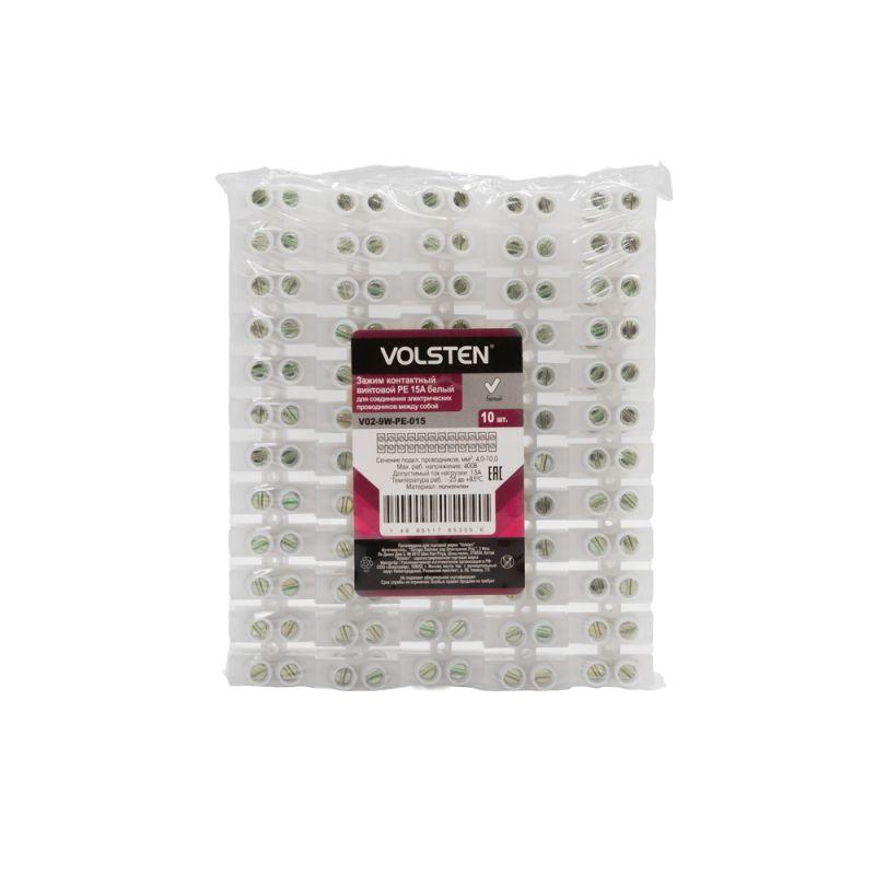 Volsten V02-9W-PE-015 (Зажим контактный винтовой PE 15A 4,0-10 мм.кв. белый)
