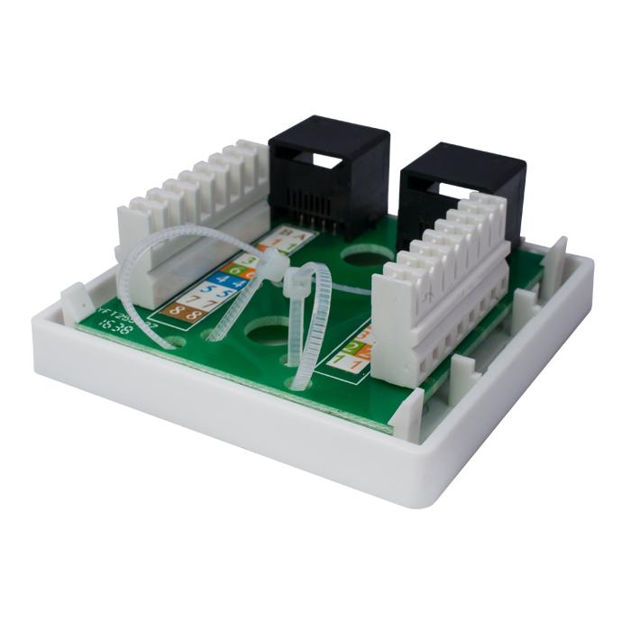 Компьютерная розетка 8P8C (RJ-45), UTP, Cat.6, 2 порта (10-0310)