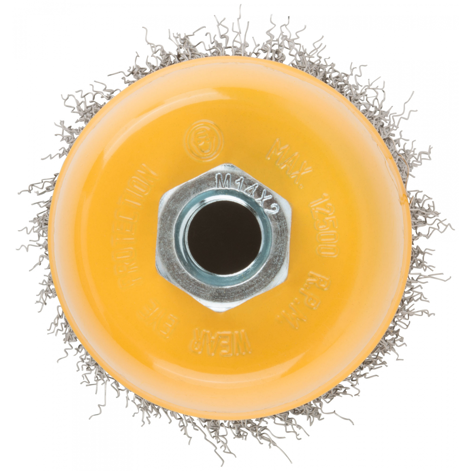 Корщетка-чашка, гайка М14, волнистая проволока, нержавеющая сталь 75 мм