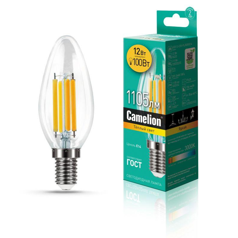 Camelion LED12-C35-FL/830/E14 (Электрическая лампа светодиодная 12Вт 220В)