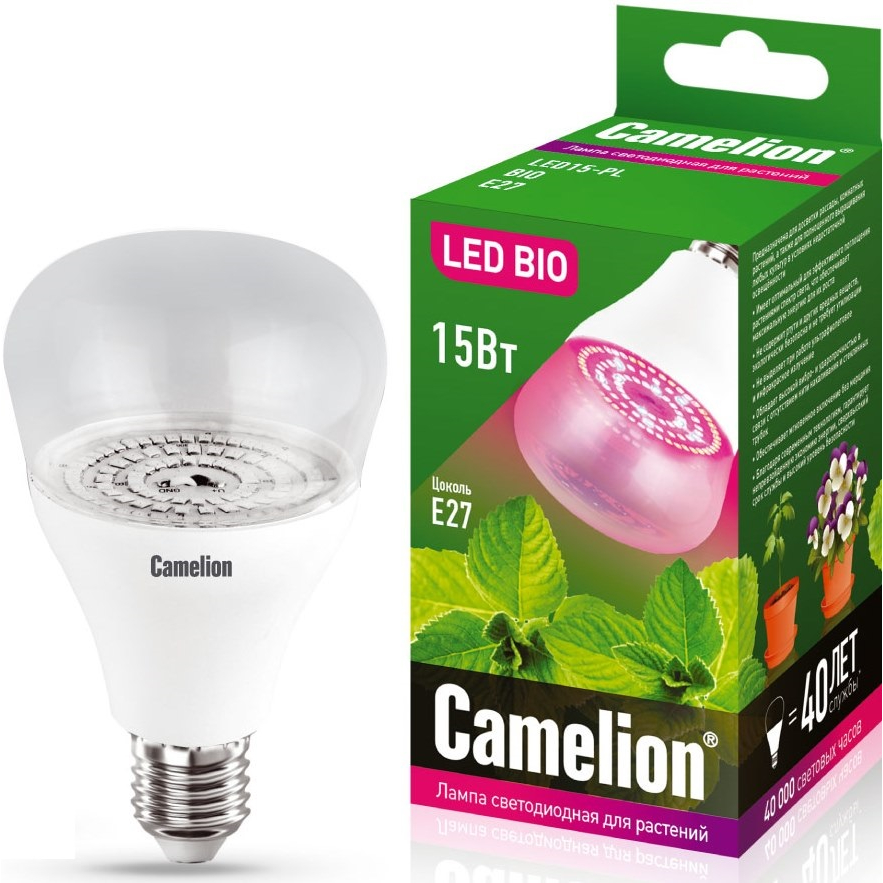 Camelion LED15-PL/BIO/E27 (Эл.лампа светодиодная для растений 15Вт 220В)