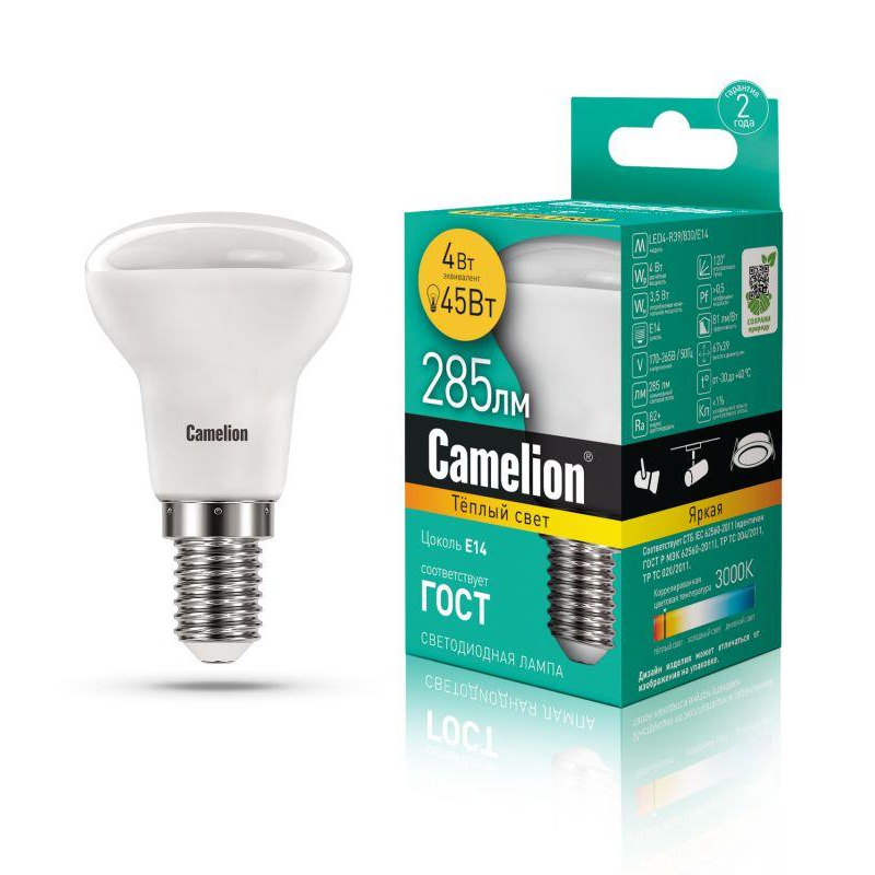 Camelion LED4-R39/830/E14 (Эл.лампа светодиодная 4Вт 220В)