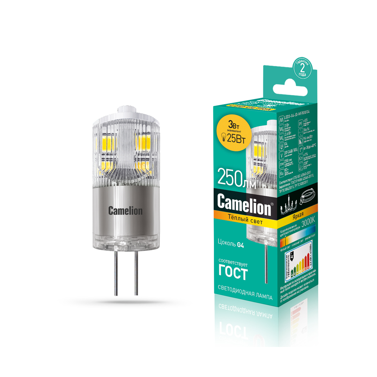 Camelion LED3-G4-JD-NF/830/G4 (Эл.лампа светодиодная 3Вт 220В)