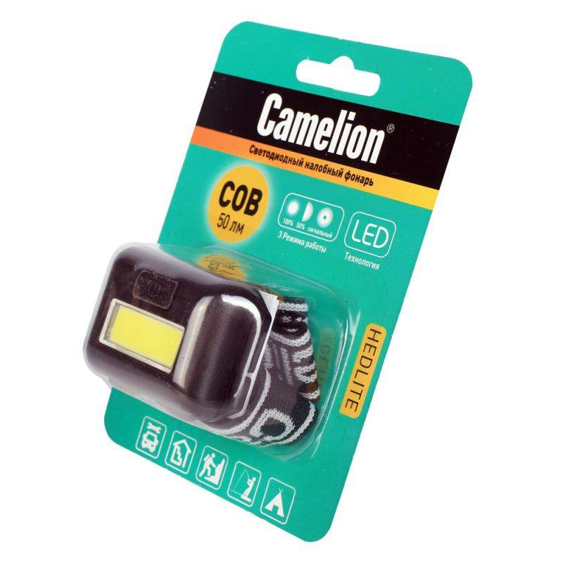 Налобный фонарь, черный,1Вт COB LED, 3 режима