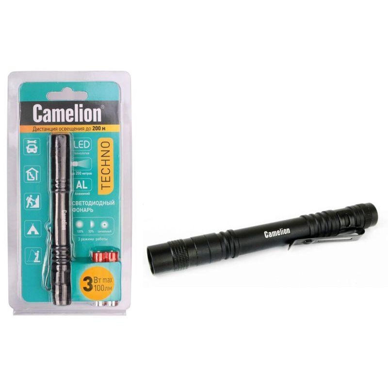 Camelion LED51517 (фонарь, черн., LED XPE, 3 реж 2XLR03 в компл., алюм., откр. блистер)