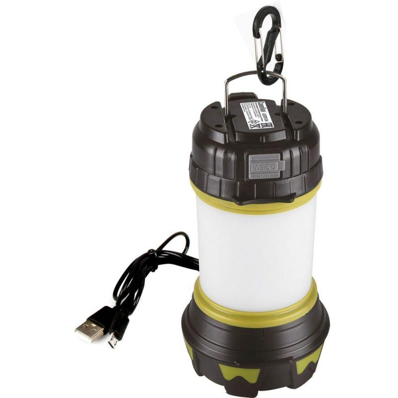 Camelion LED5124 (фонарь акк. черн/зел, USB2.0, Micro USB, Powerbank, 5Вт, 4,4 А-ч, пластик, кор.)