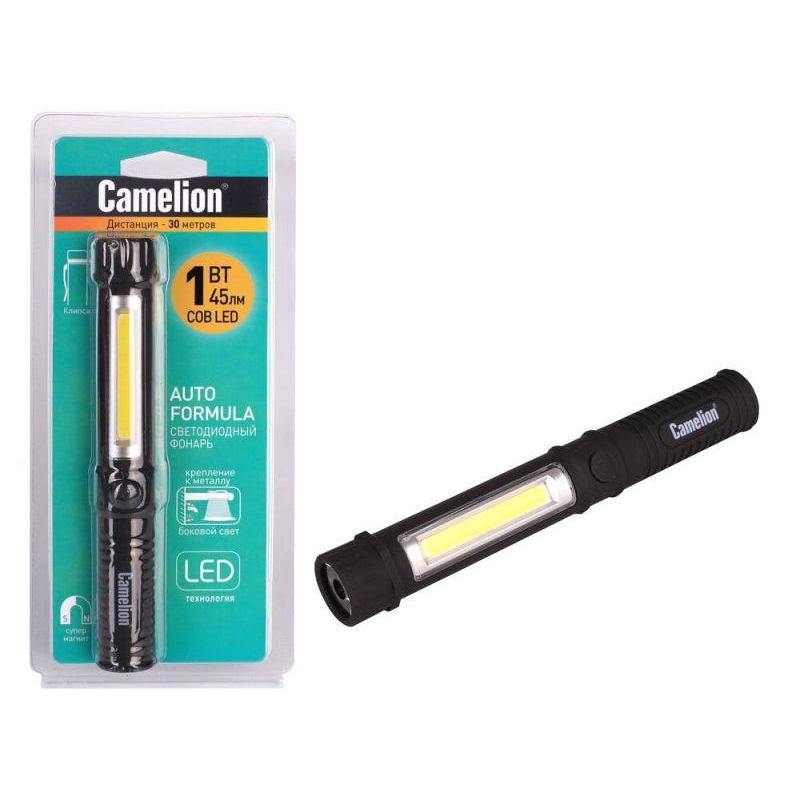 Сamelion LED51521 (фонарь-ручка, COB LED+1W LED, 3XR03, пластик, магнит, клипса, блистер)
