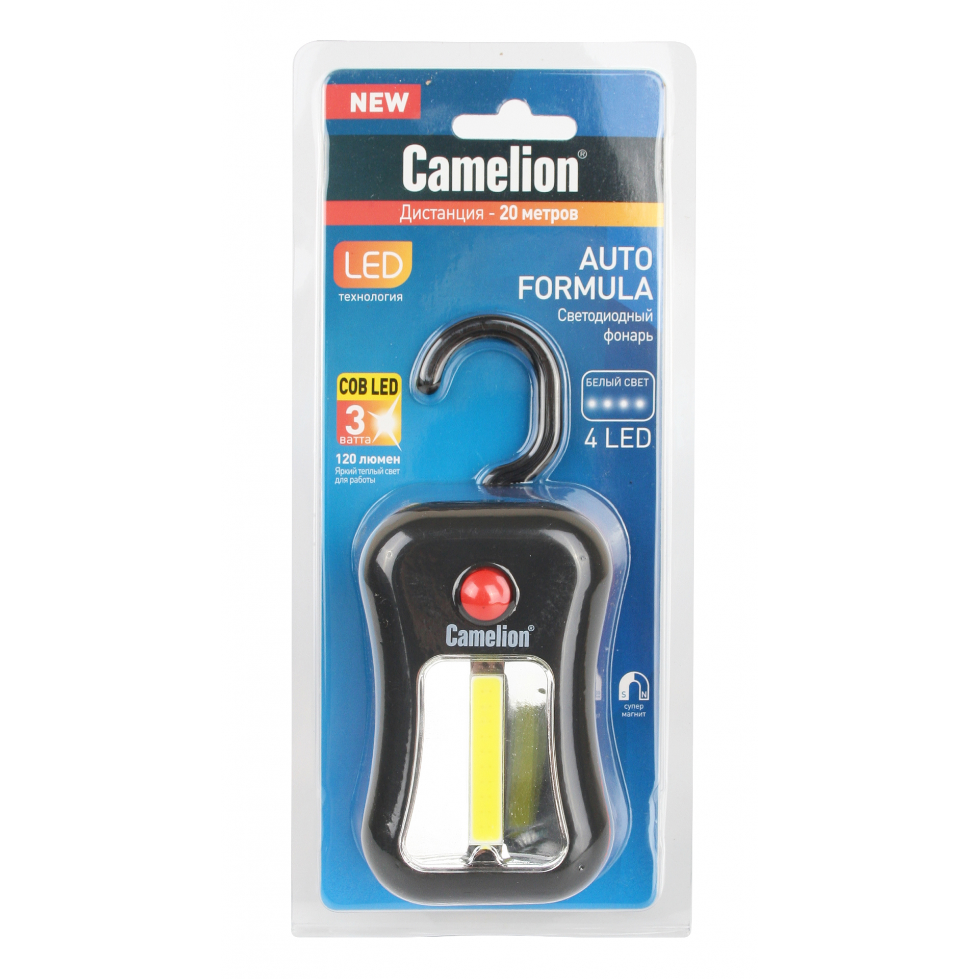 Сamelion LED51520 (автомобильный фонарь, 3W COB+4 LED, 3XR03, пластик, магнит, подвес, блистер)