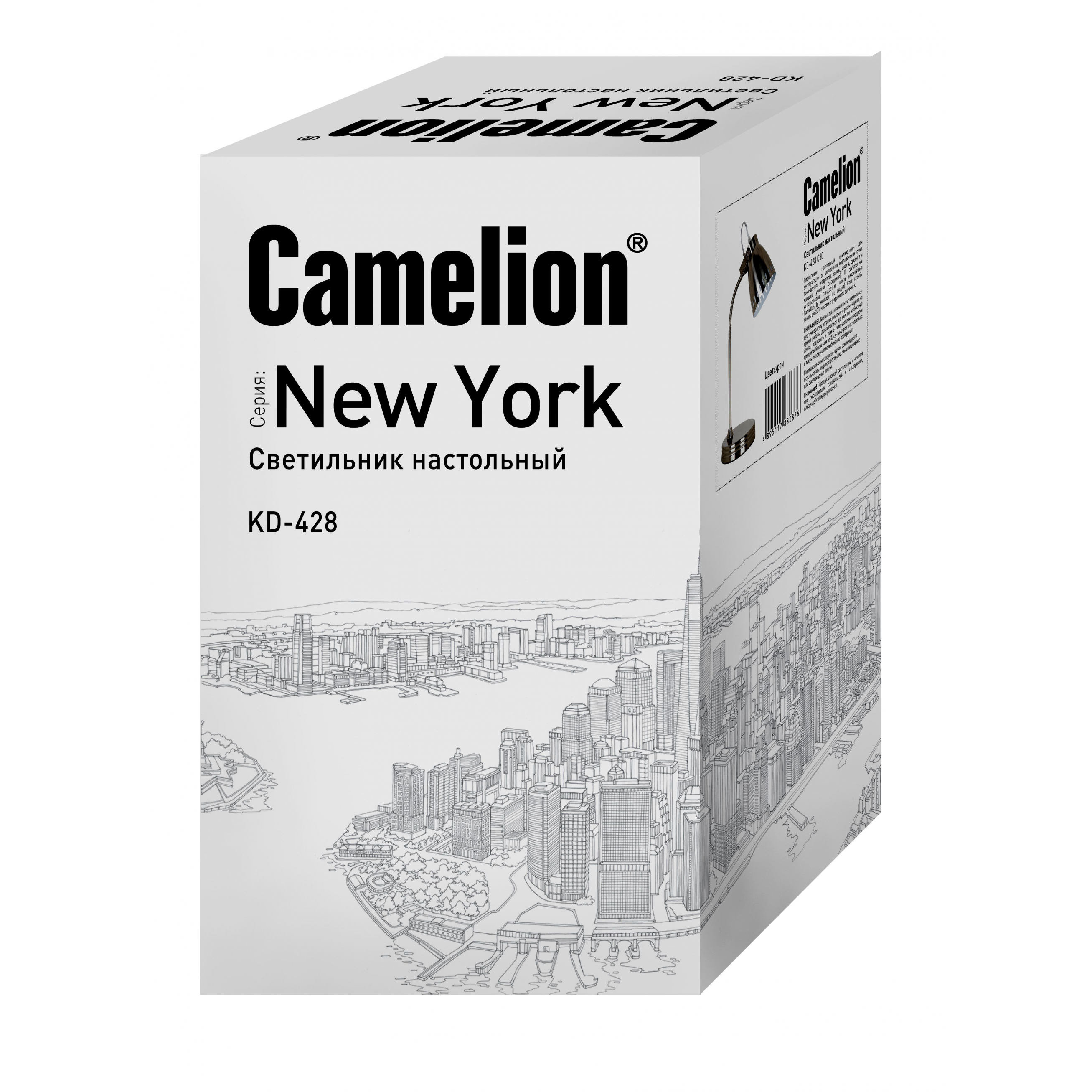 Camelion KD-428 C30 хром (Светильник настольный New York, 1х E27, 40Вт, 230В, металл) АКЦИЯ!!!