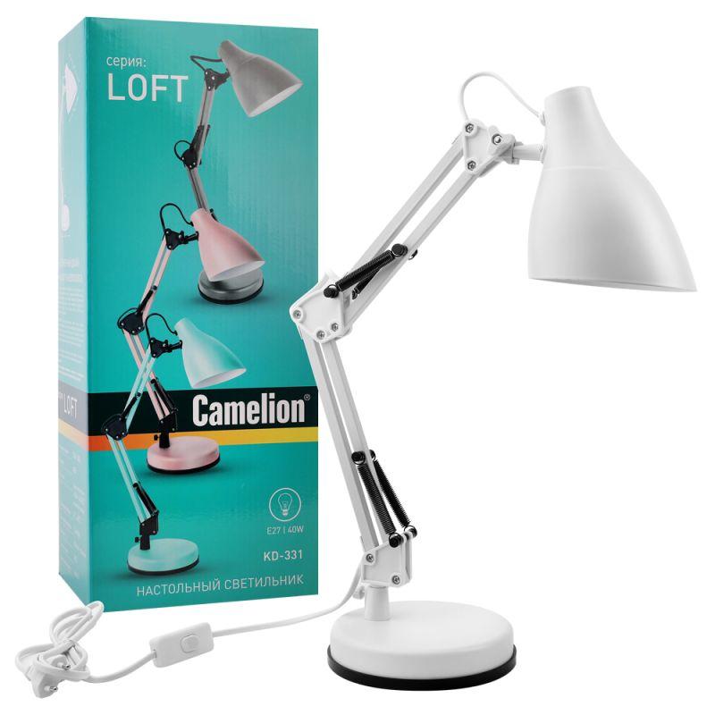 Camelion KD-331 C01 белый (Светильник настольный, 230V, 40W, E27)
