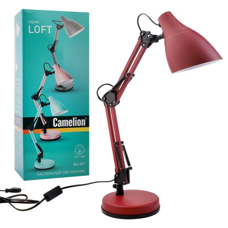Camelion KD-331 C04 красный (Светильник настольный, 230V, 40W, E27)