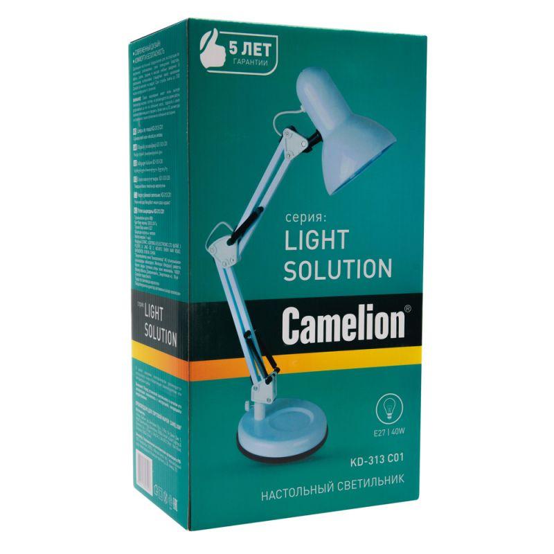 Camelion KD-313 C01 белый (Светильник настольный,230V 40Вт, E27)