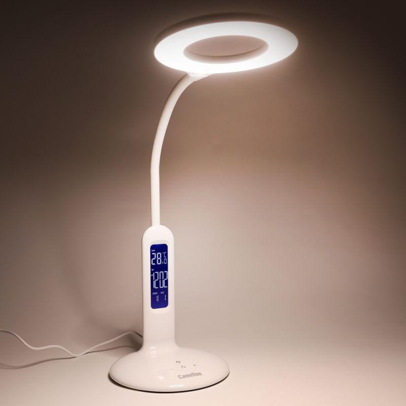 Camelion KD-823 C01 бел.LED (Свет-к наст.,8 Вт,230В, 500лм,сенс, термометр, рег.ярк и цвет.темп.)