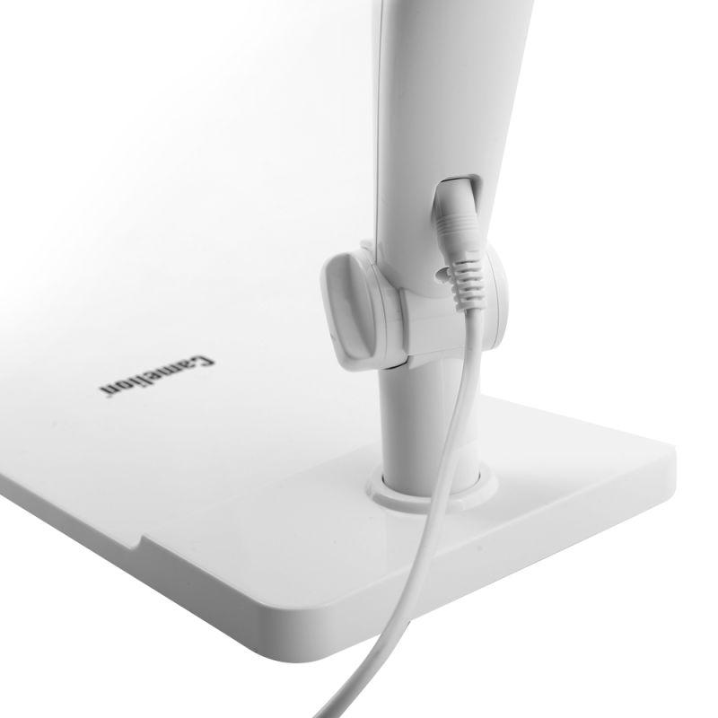 Camelion KD-831 C01 бел LED (Свет-к наст.10 Вт,230В, осн+струбц.,600 лм,сенс.рег.ярк и цвет.тем)