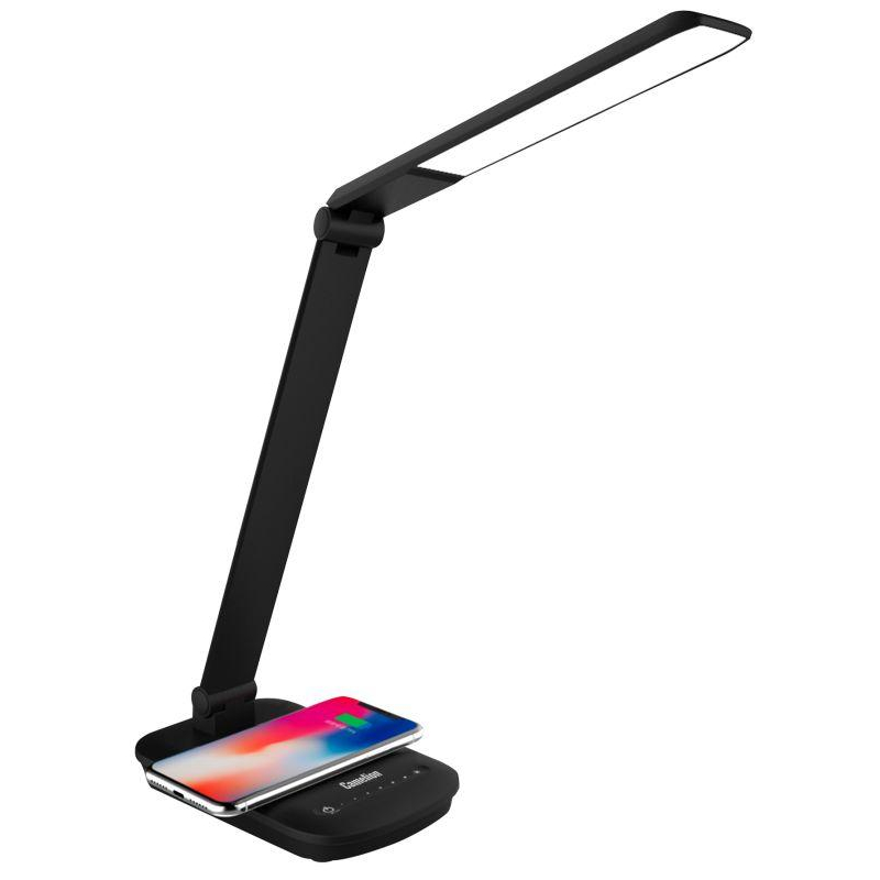 Camelion KD-825 C02 черн.LED (Свет-к наст.с беспроводн.зарядкой,16 Вт,230В, 380лм,4500К, рег.ярк.)