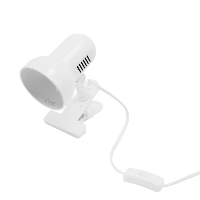 Светильник H-035 прищепка 220В 60Вт метал. бел. Camelion 7198