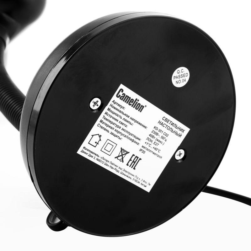Светильник KD-301 настол. база 230В 60Вт ЛОН E27 черн. Camelion 5754
