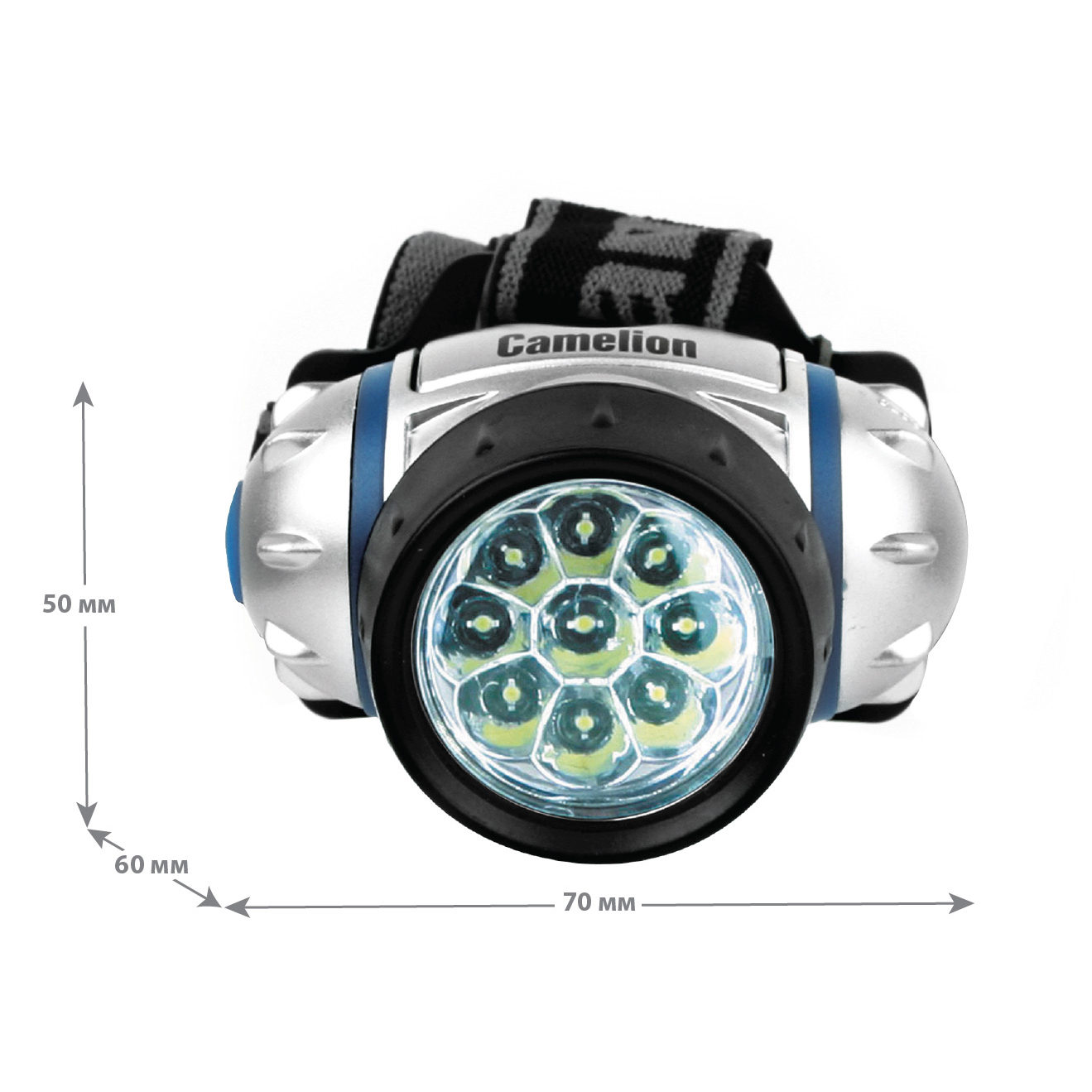 Фонарь налобный LED 5317-9Mx (9 ультра-ярких LED 4 режима; 3хR03 в комплекте; металлик) Camelion 7790