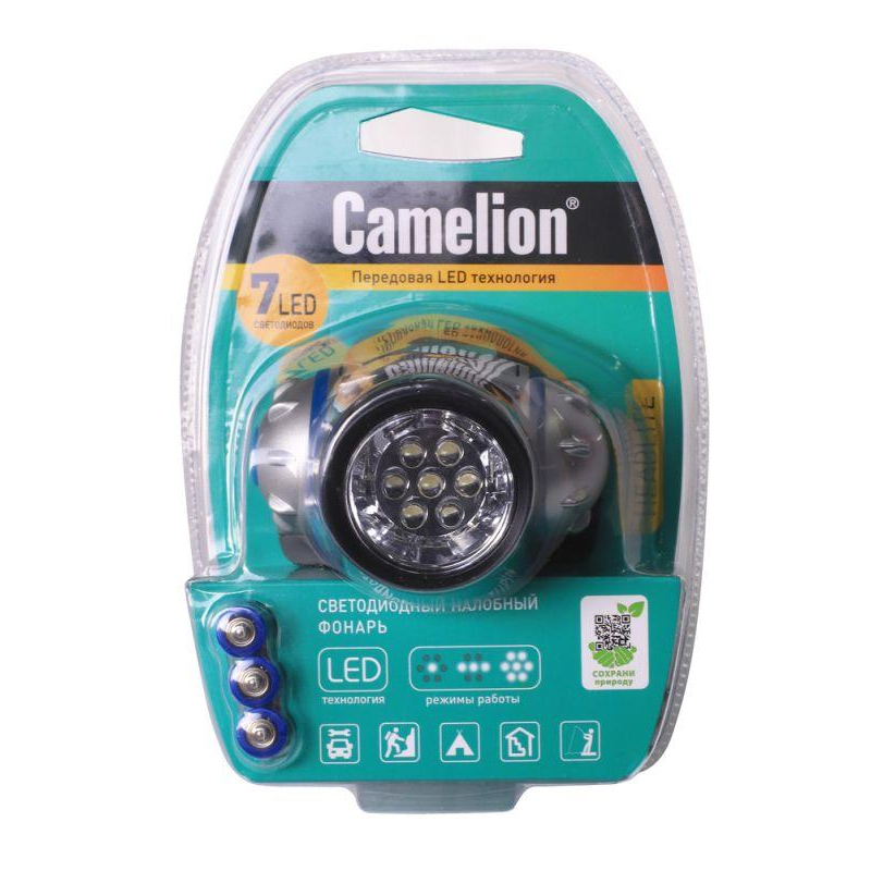 Фонарь налобный LED5310-7F3 (7LED 3 режима; 3хR03 в комплекте; метал.) Camelion 7534